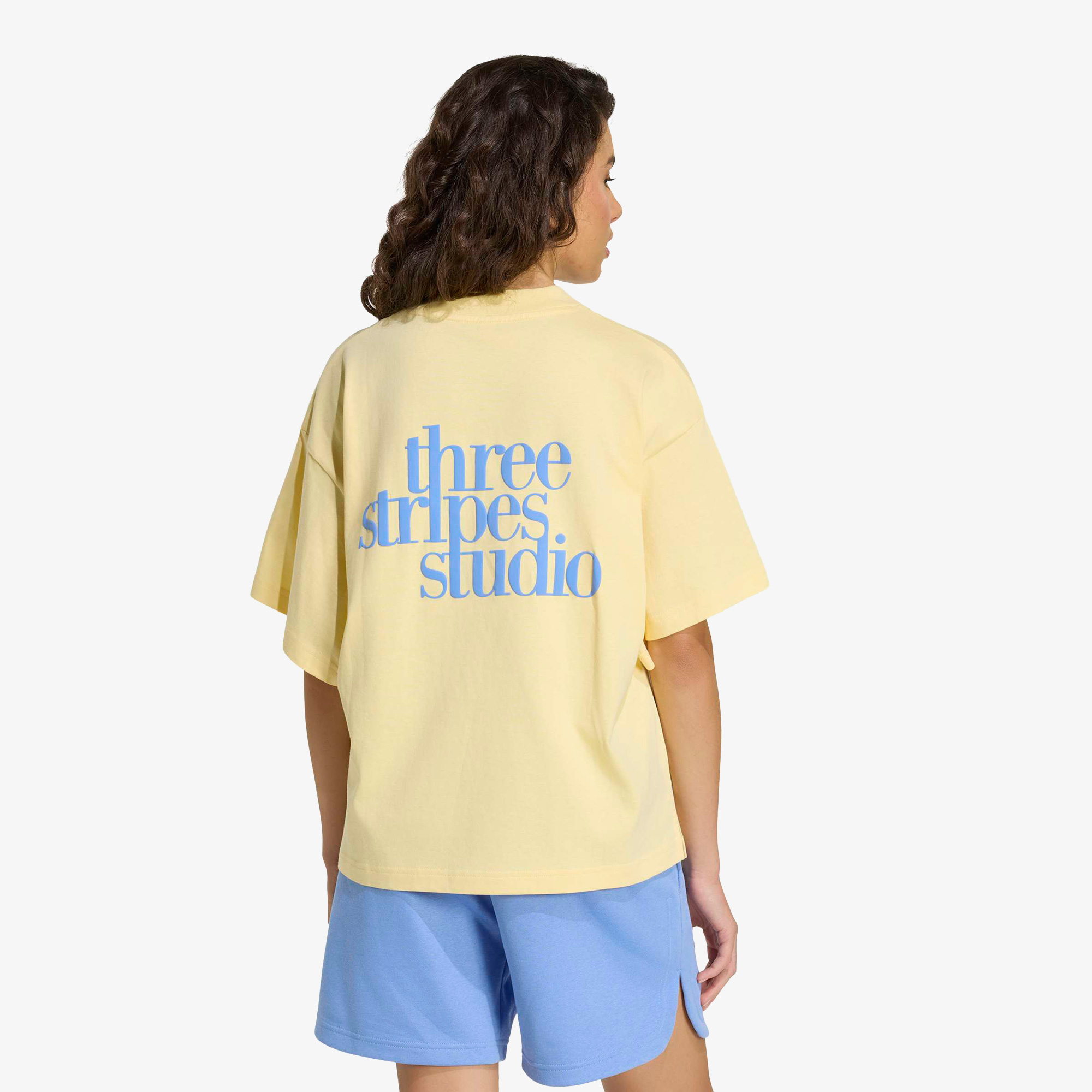 adidas 3 Bantlı Studio Boyfriend Kadın Sarı Antrenman T-Shirt