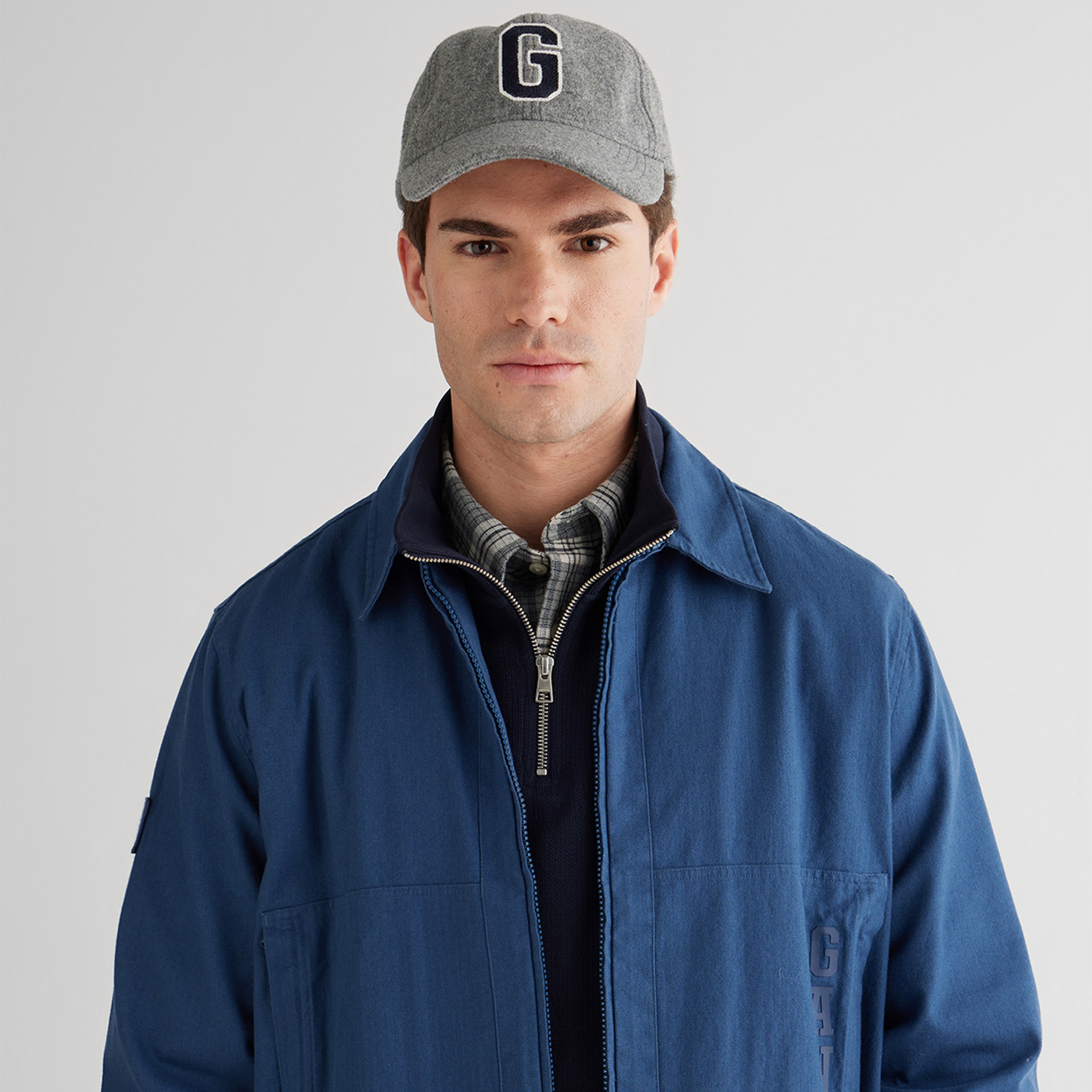 GANT Erkek Mavi Oversize Fit Fermuarlı Logolu Gömlek