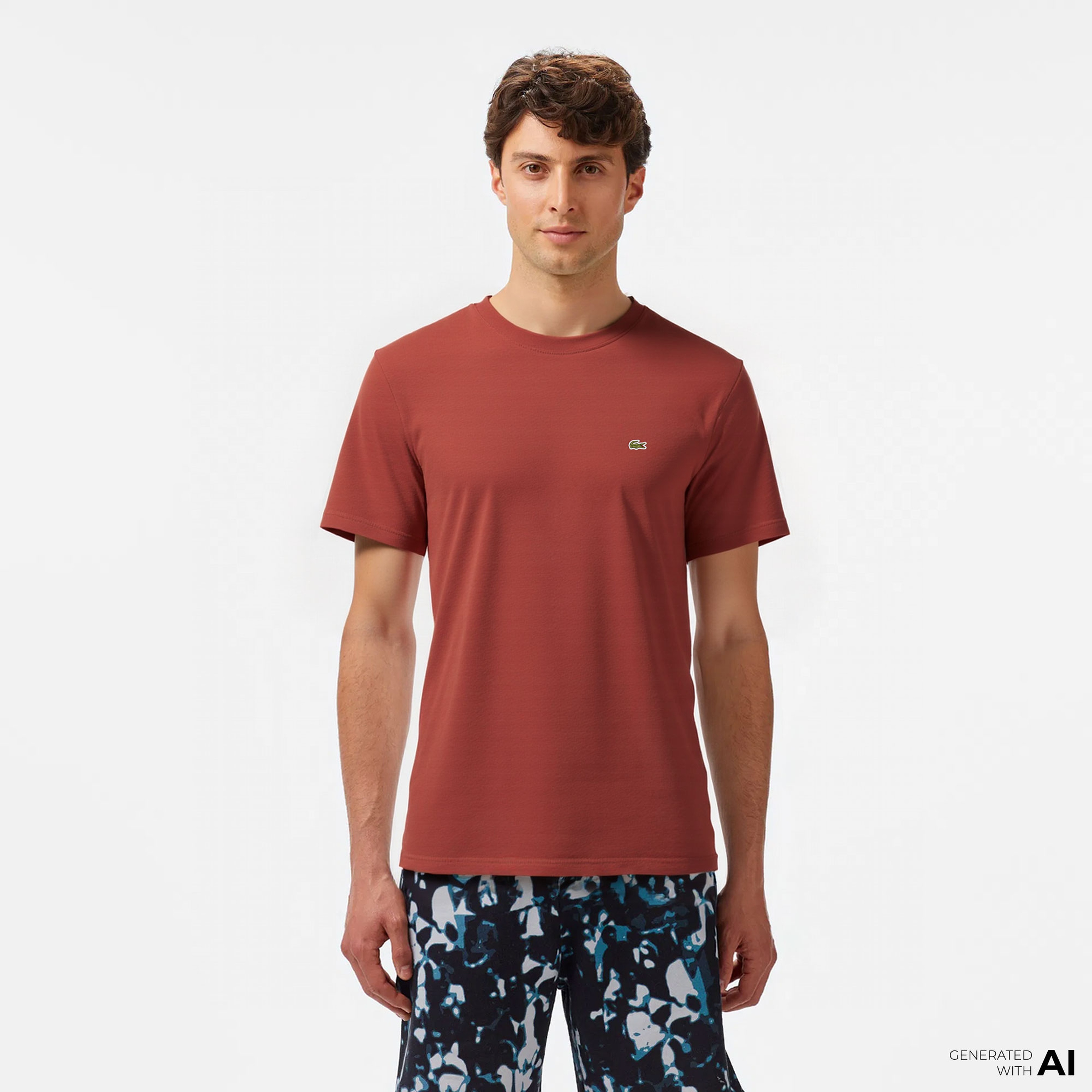 Lacoste Erkek Classic Fit Bisiklet Yaka Kahverengi T-Shirt