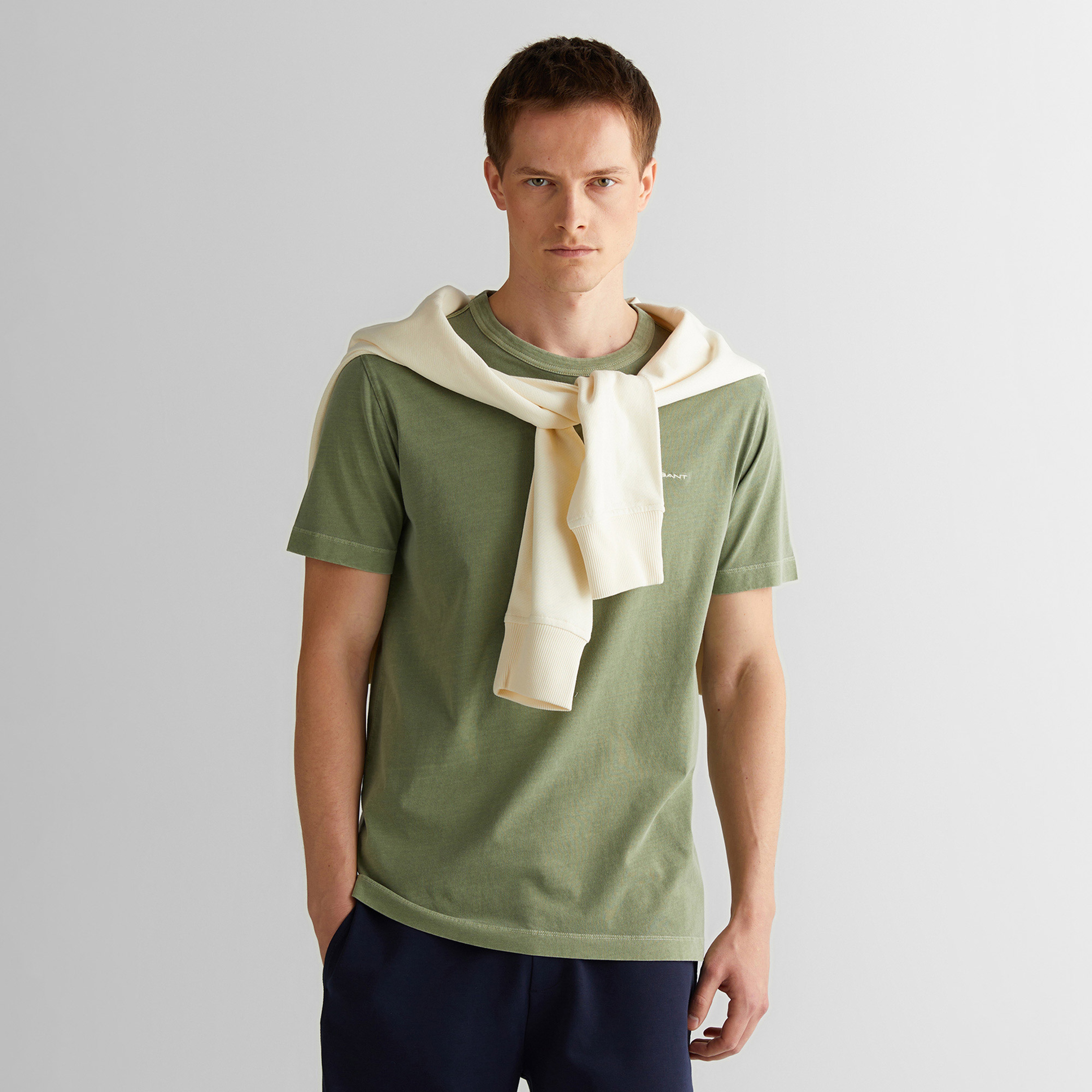 GANT Erkek Yeşil Regular Fit Bisiklet Yaka T-Shirt