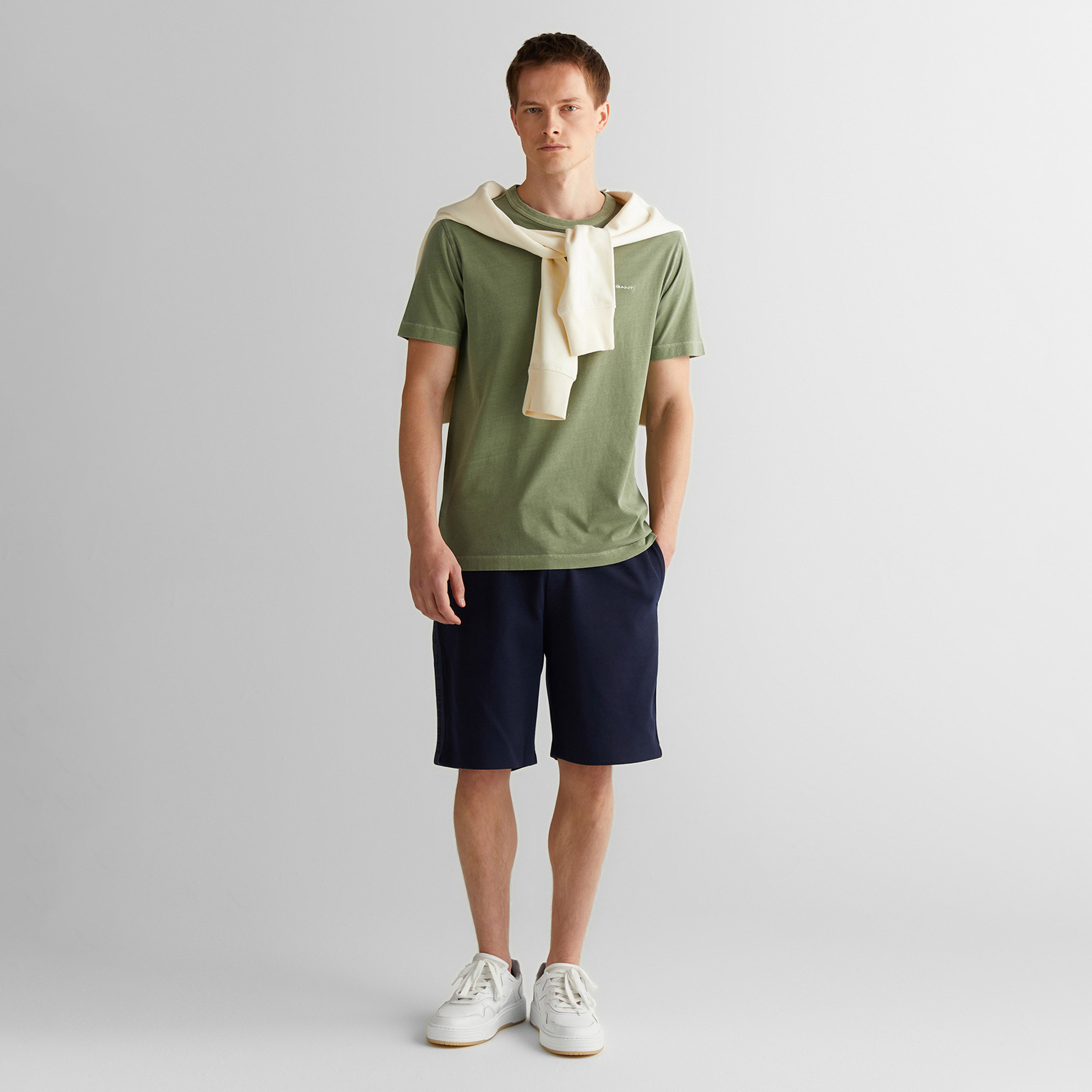 GANT Erkek Yeşil Regular Fit Bisiklet Yaka T-Shirt