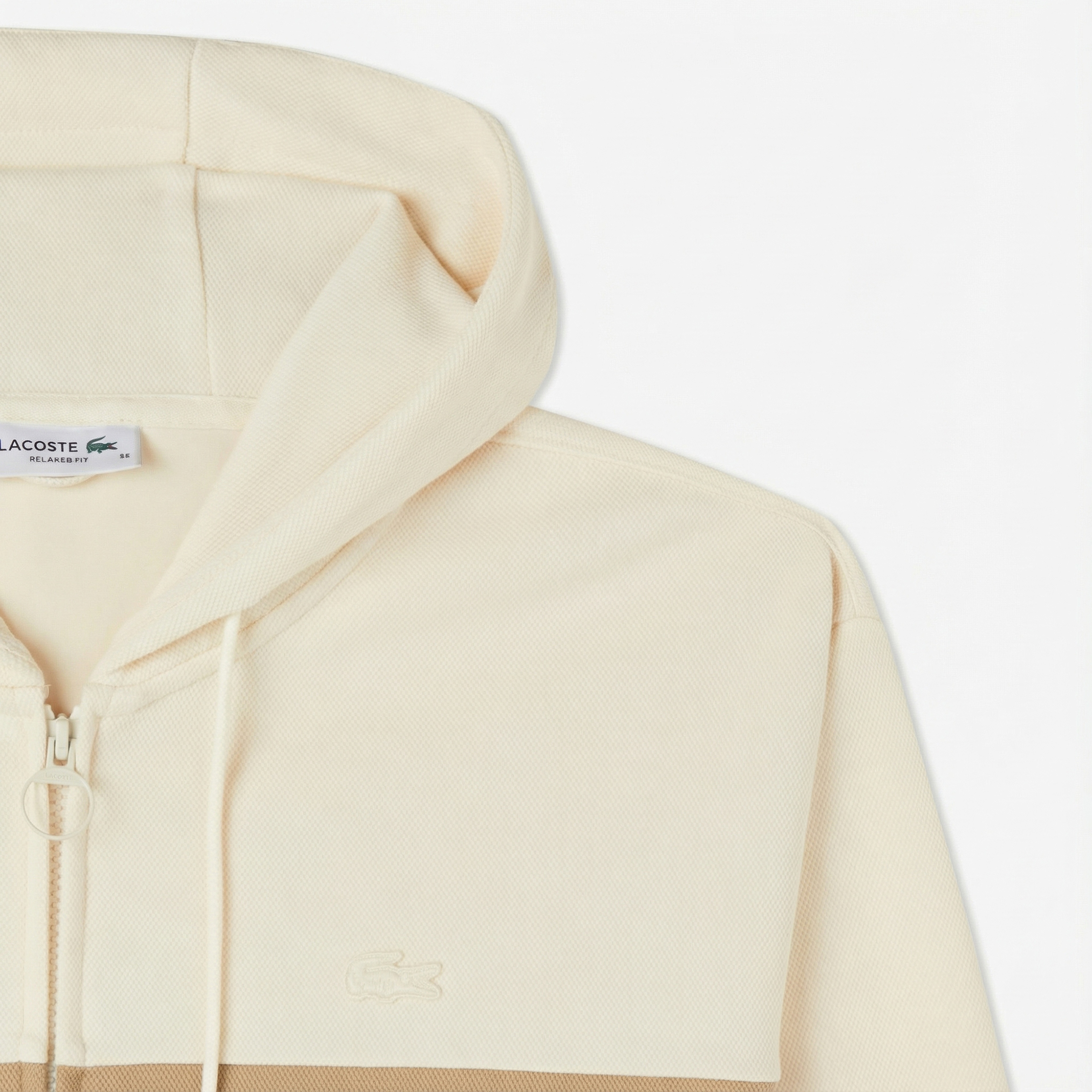 Kadın Relaxed Fit Kapüşonlu Renk Bloklu Krem Sweatshirt