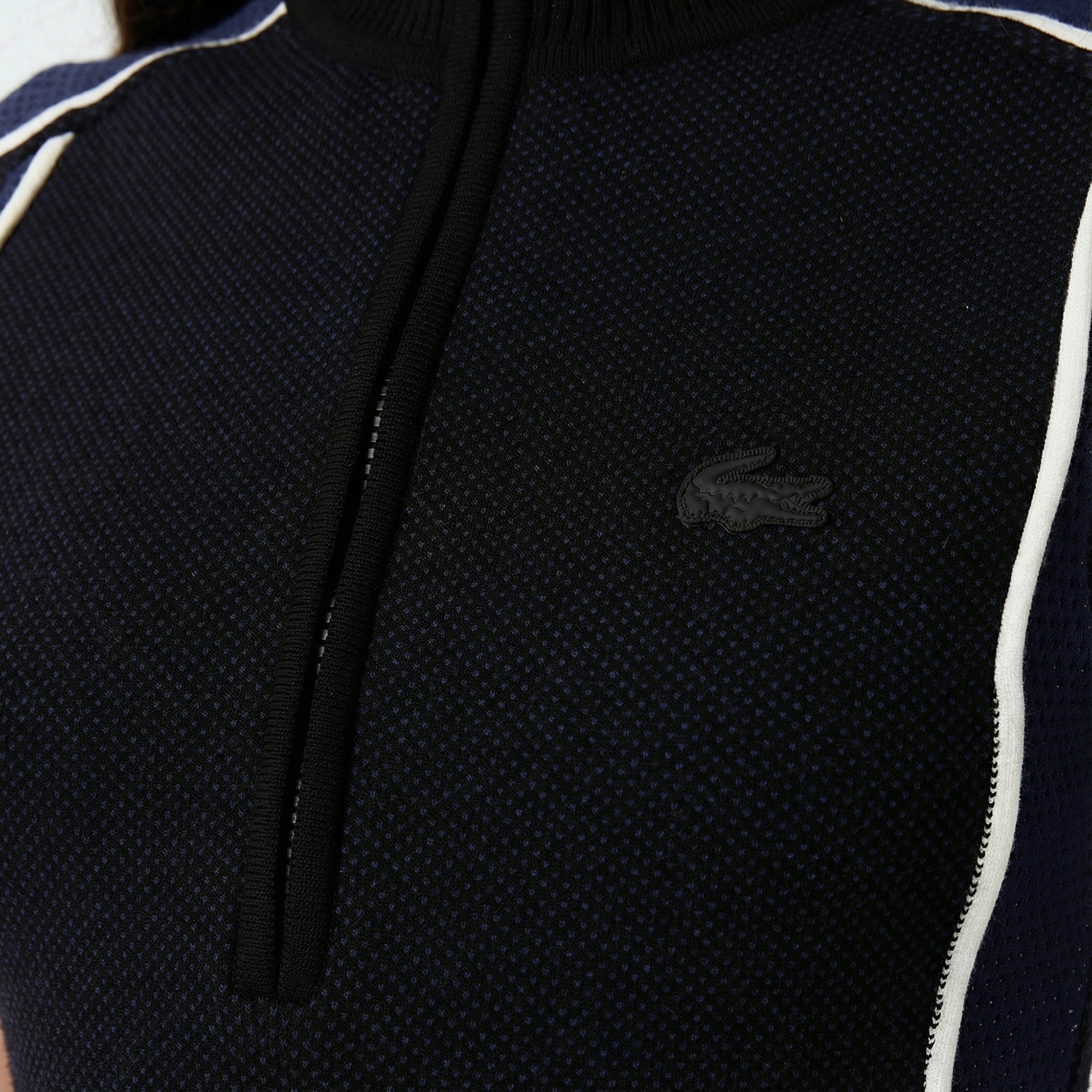 Kadın Classic Fit Kısa Kollu Yarım Fermuarlı Renk Bloklu Siyah Elbise