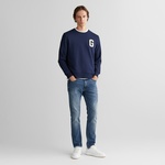 GANT Erkek Lacivert Regular Fit Bisiklet Yaka Logolu Sweatshirt