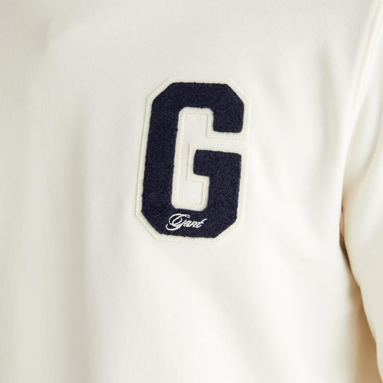 GANT Erkek Krem Regular Fit Bisiklet Yaka Logolu Sweatshirt