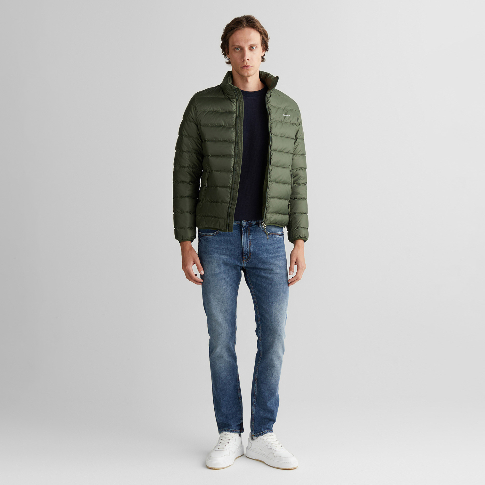 GANT Erkek Yeşil Regular Fit Dik Yaka Kaz Tüyü Mont