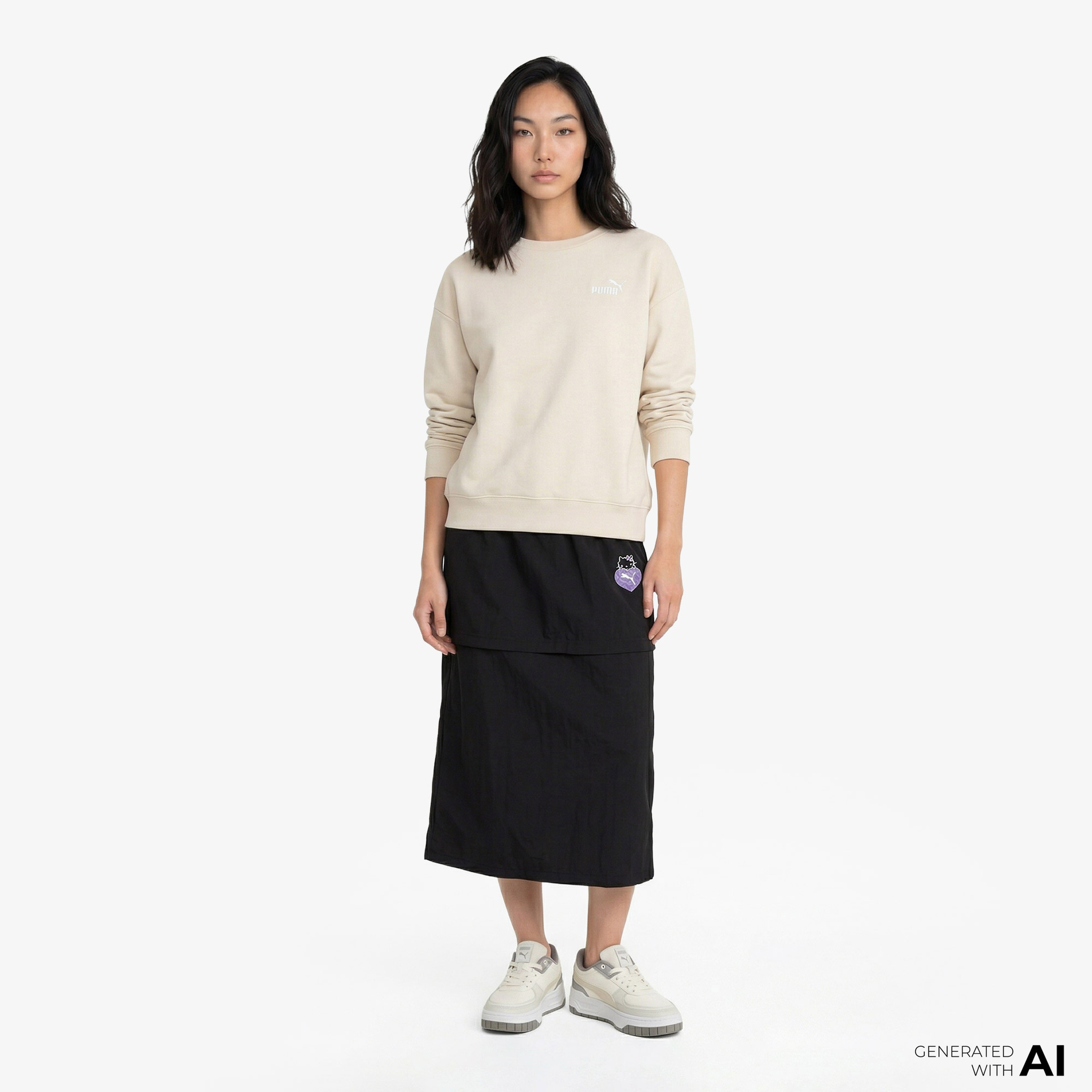 Puma Essential Small Logo Relaxed Crew Kadın Beyaz Sweatshirt