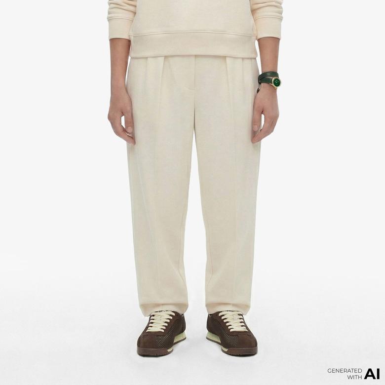 Kadın Oversize Fit Krem Pantolon