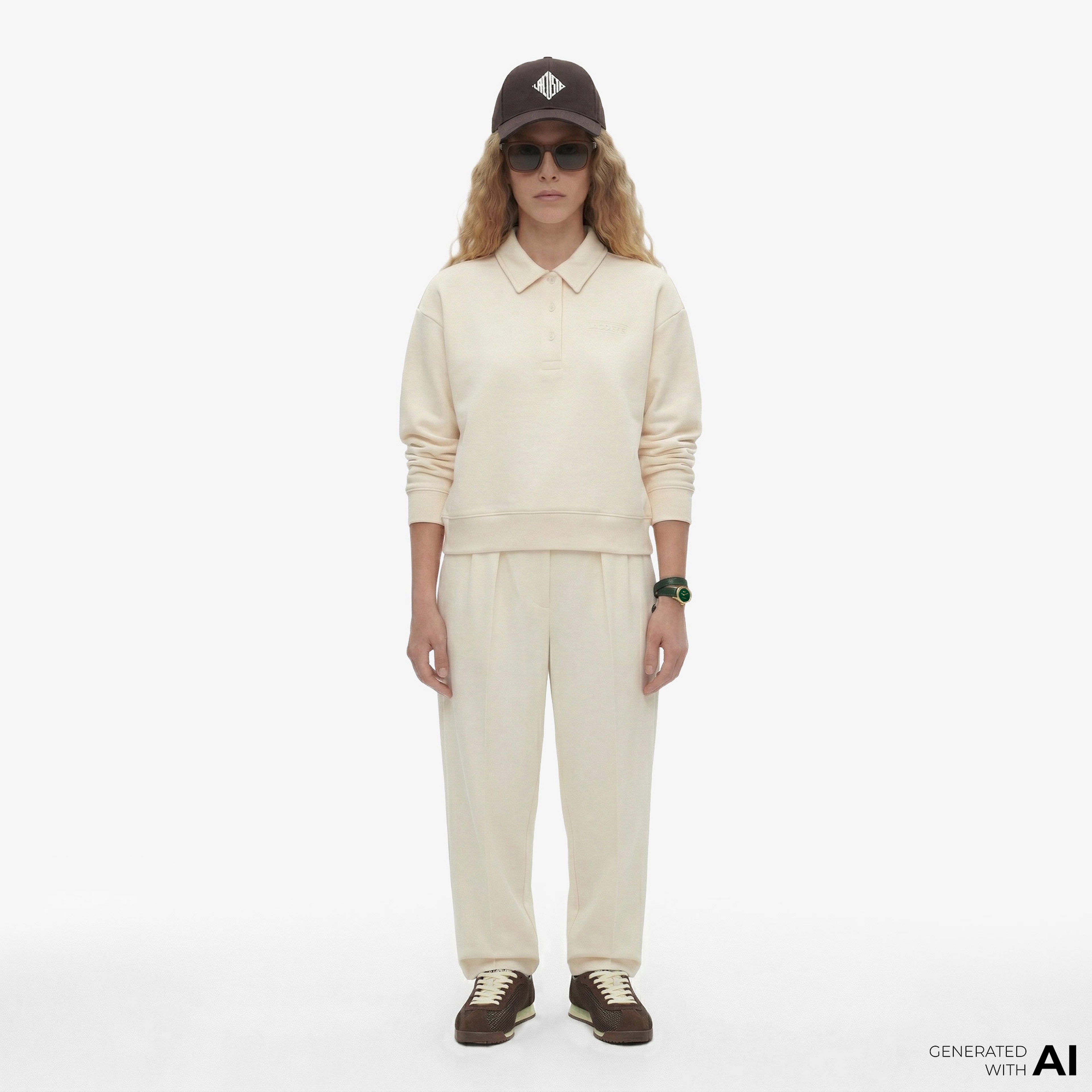 Kadın Oversize Fit Krem Pantolon