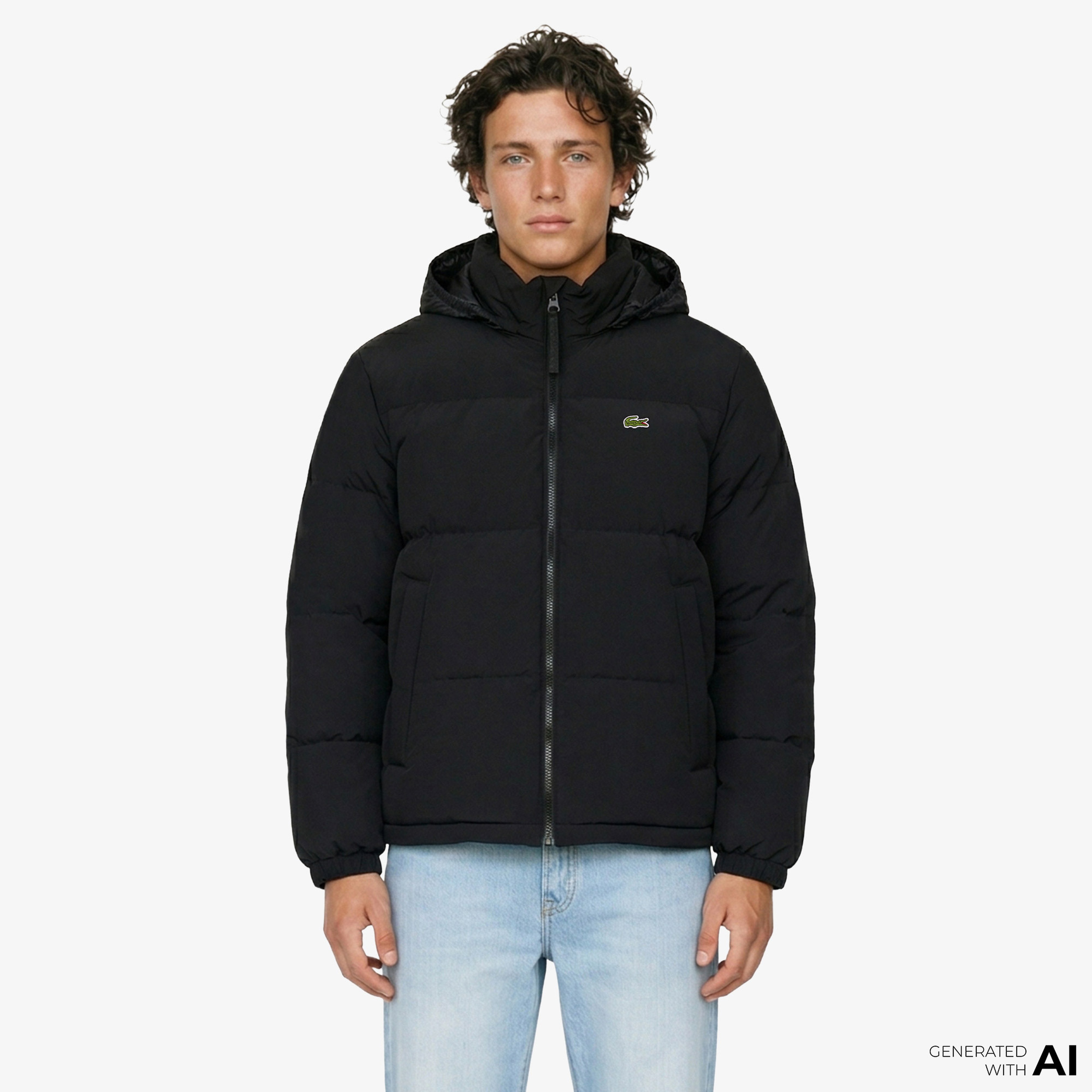 Erkek Relaxed Fit Kapüşonlu Siyah Mont
