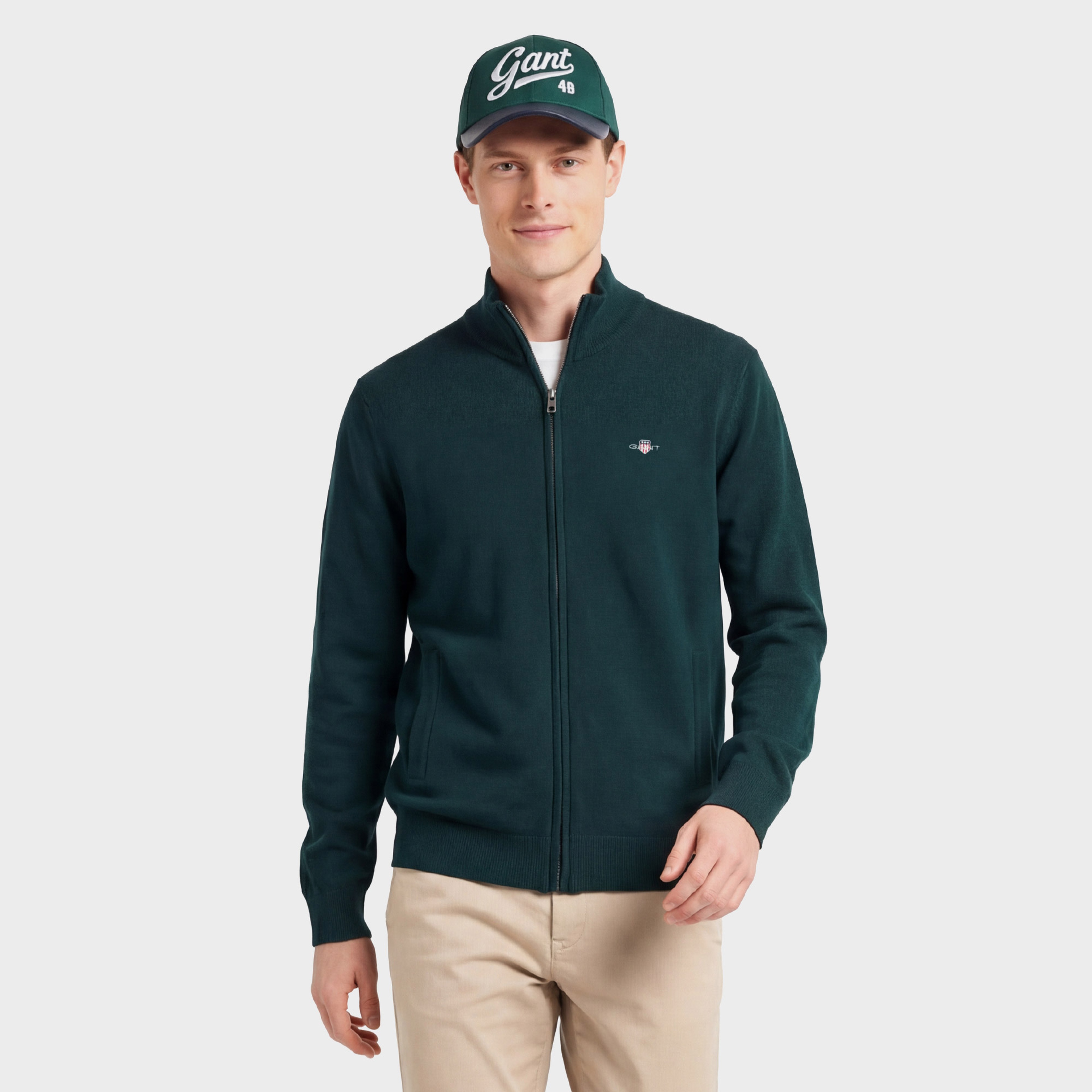 GANT Erkek Yeşil Regular Fit Yün Hırka