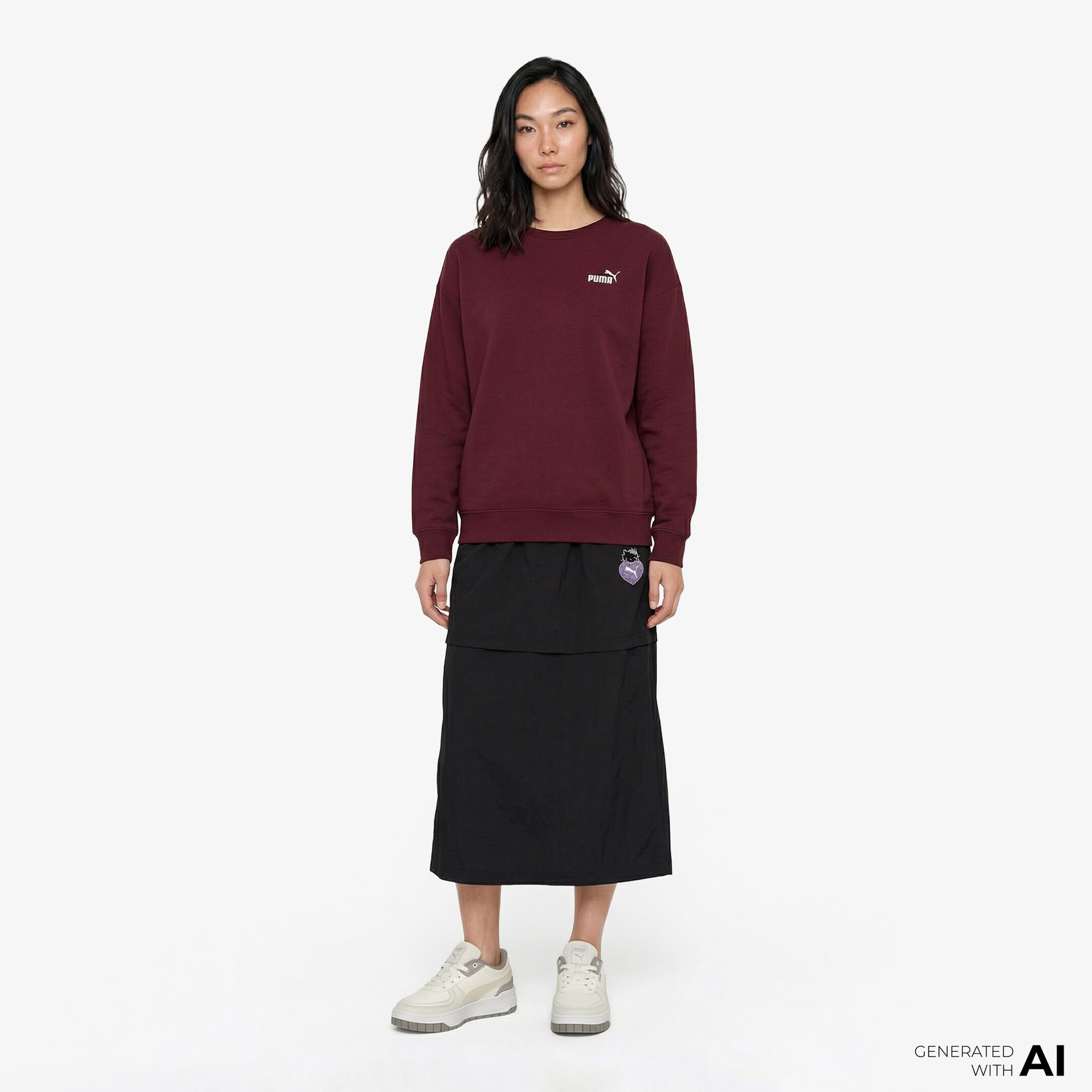 Puma Essential Small Logo Relaxed Crew Kadın Kırmızı Sweatshirt