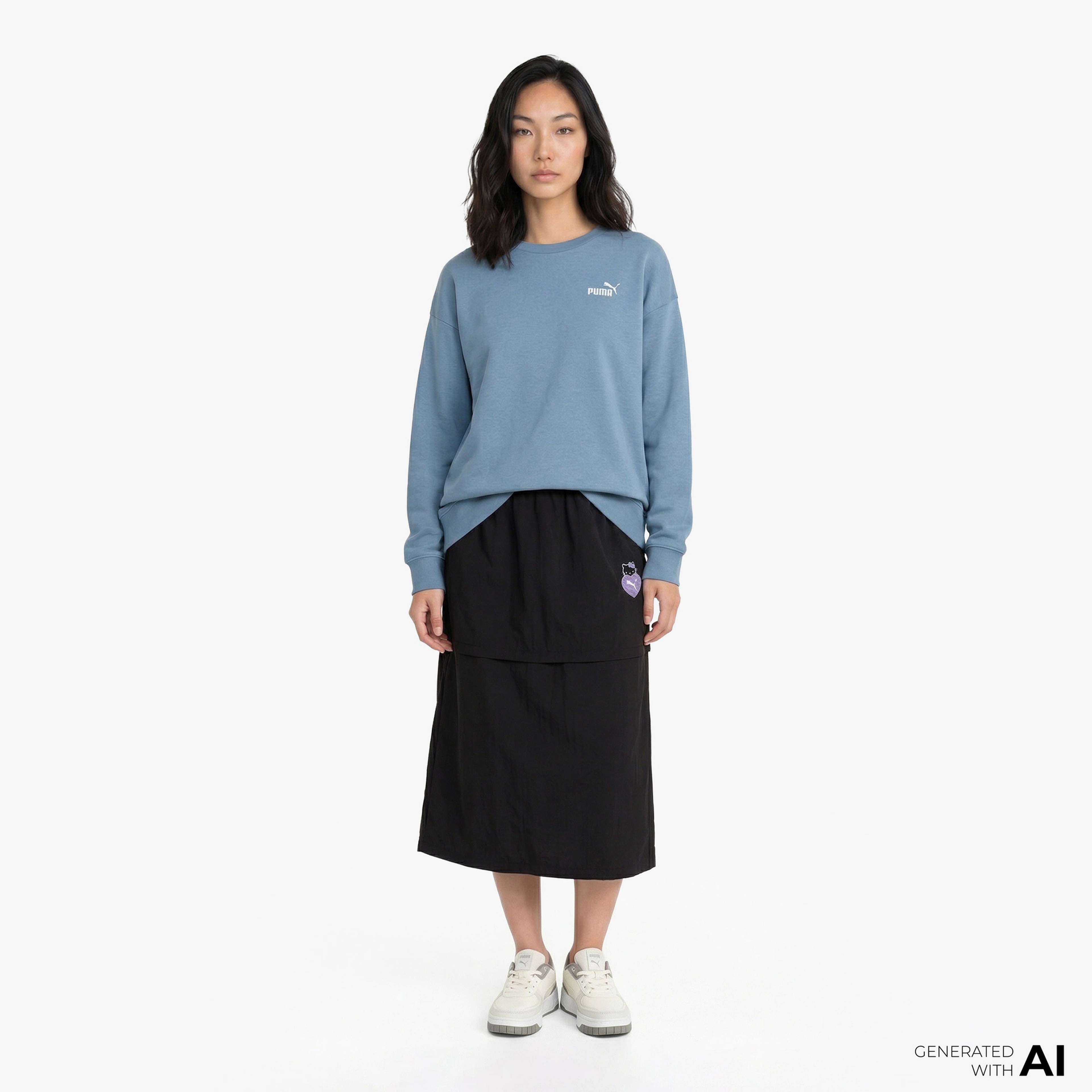 Puma Essential Small Logo Relaxed Crew Kadın Mavi Sweatshirt