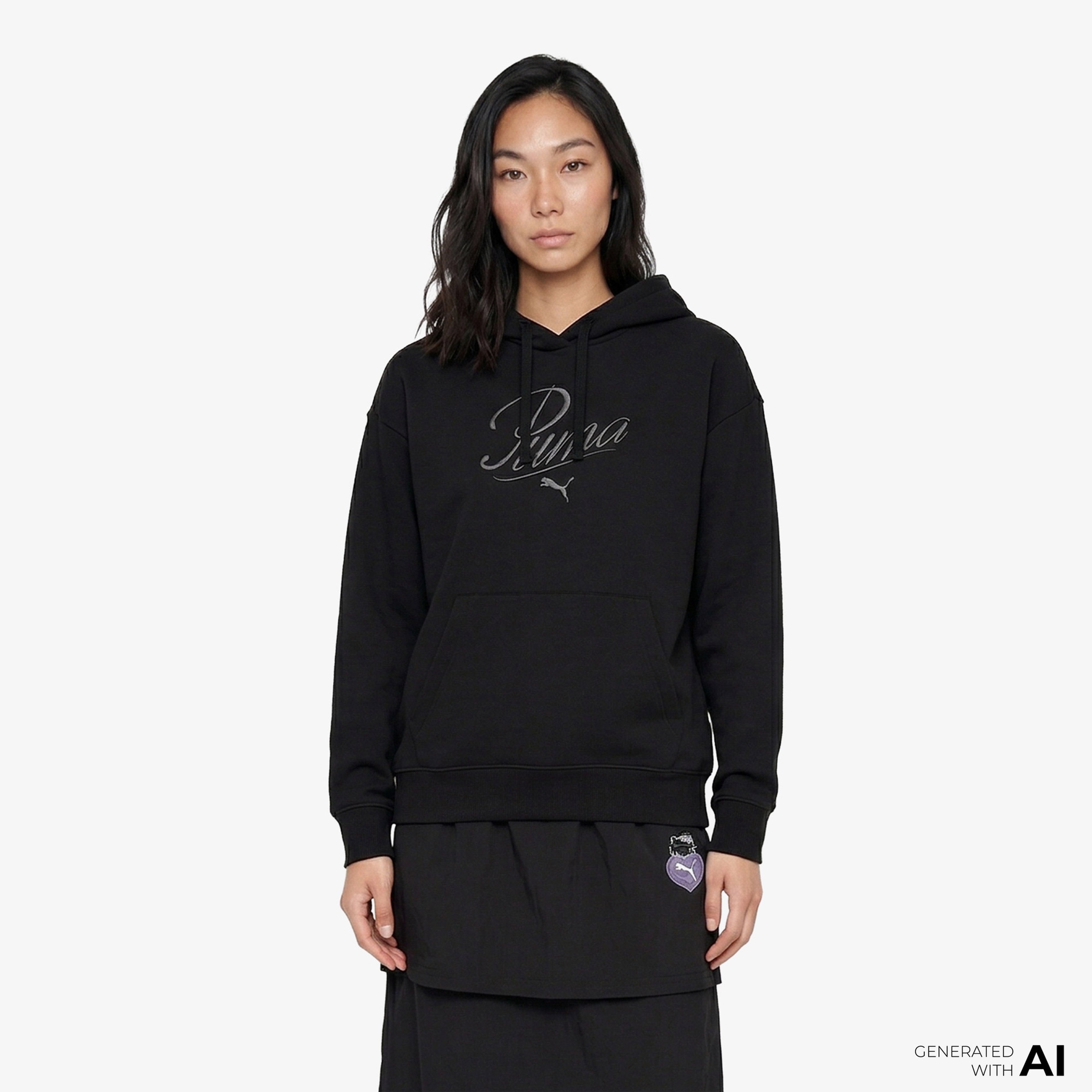 Puma Essential Script Comfort FL Kadın Siyah Sweatshirt