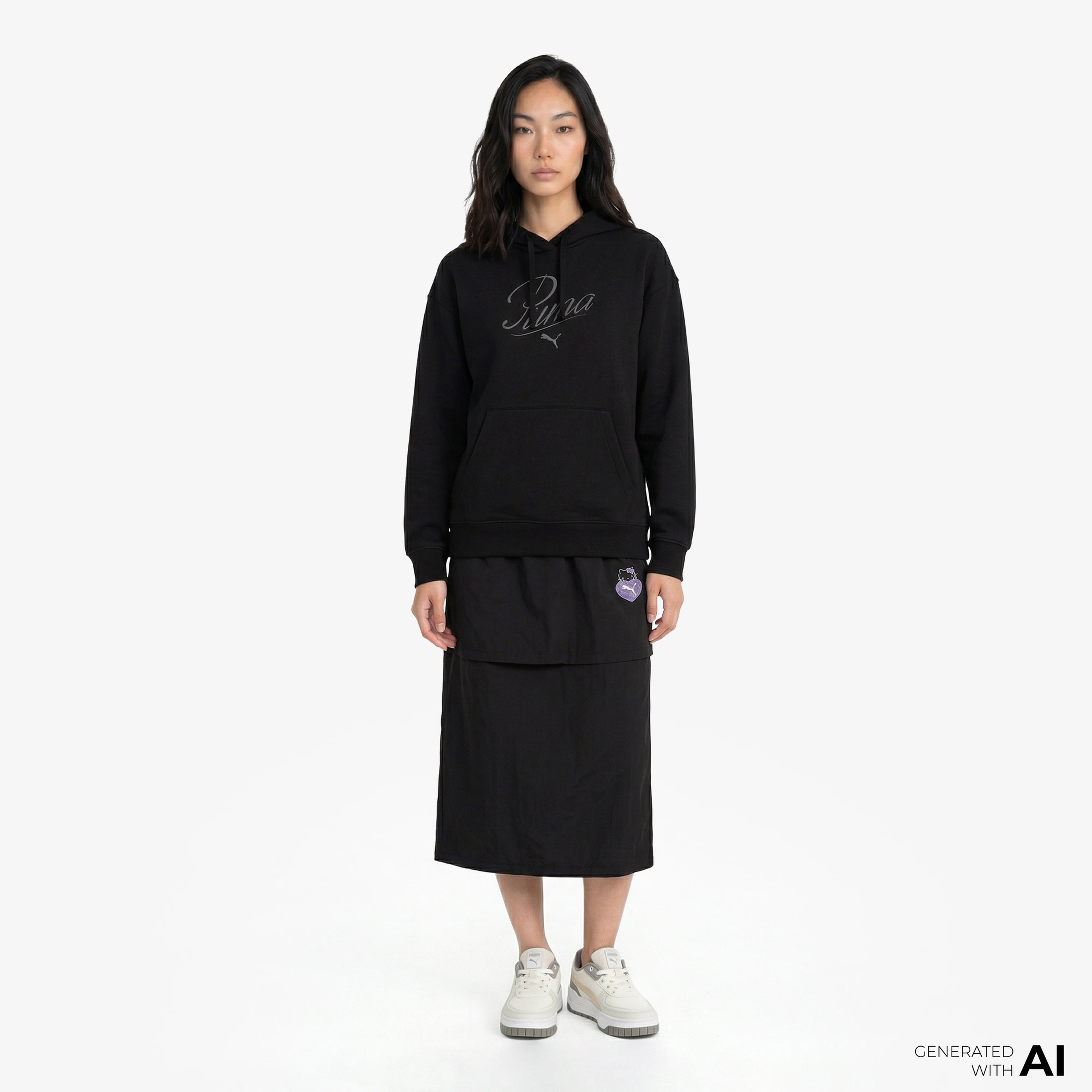 Puma Essential Script Comfort FL Kadın Siyah Sweatshirt