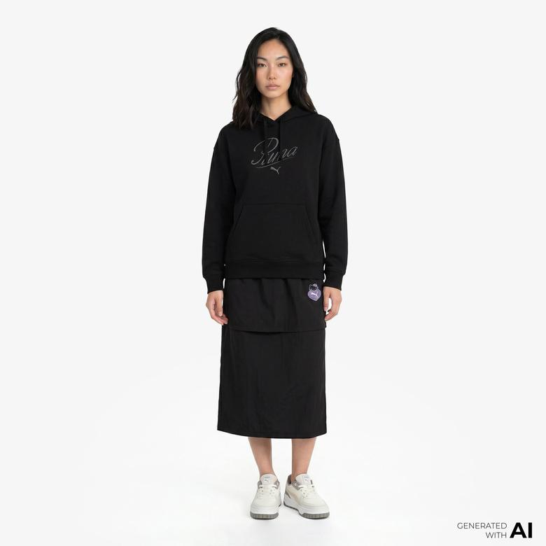 Puma Essential Script Comfort  FL Kadın Siyah Sweatshirt