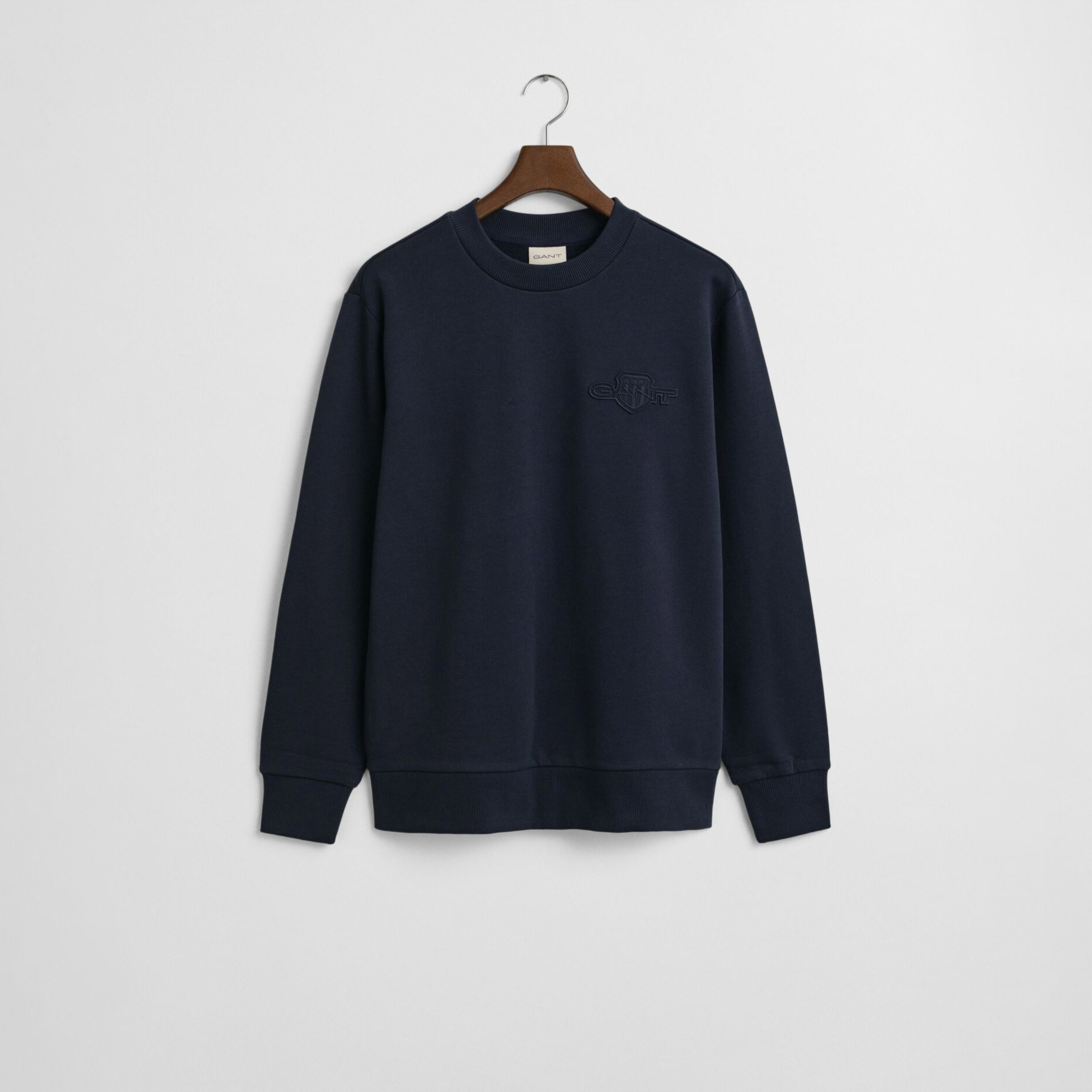 GANT Erkek Lacivert Regular Fit Bisiklet Yaka Sweatshirt