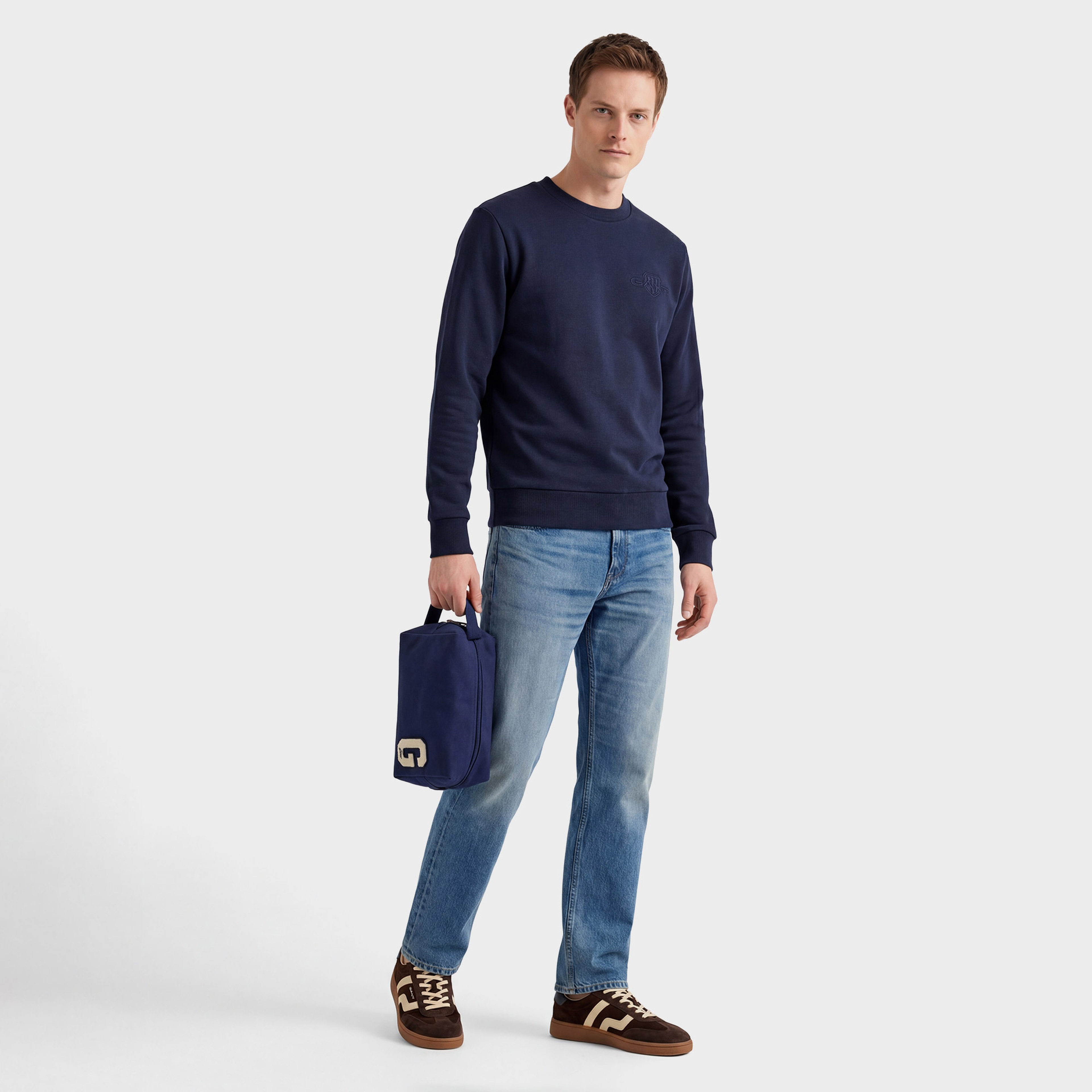 GANT Erkek Lacivert Regular Fit Bisiklet Yaka Sweatshirt