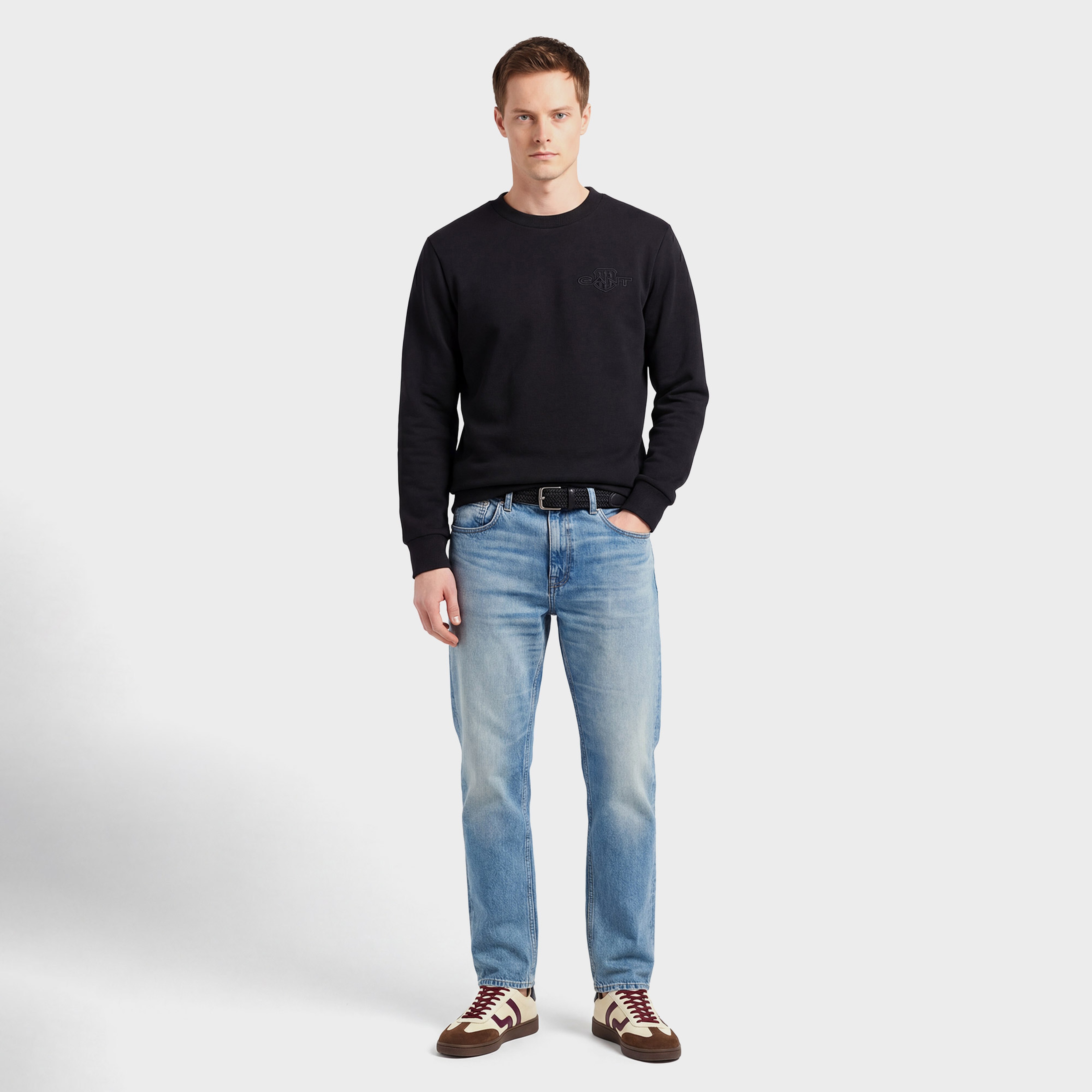 GANT Erkek Siyah Regular Fit Bisiklet Yaka Sweatshirt