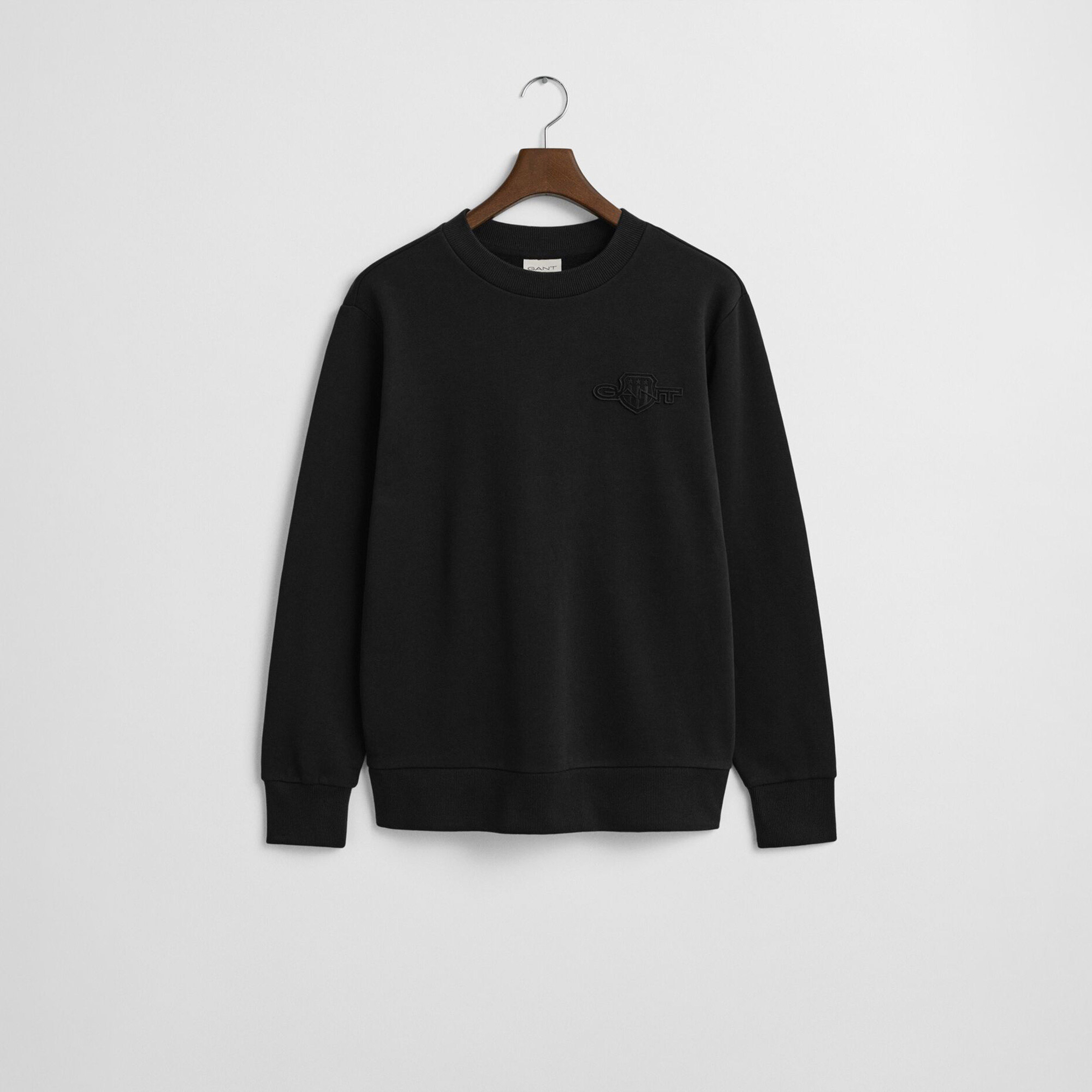 GANT Erkek Siyah Regular Fit Bisiklet Yaka Sweatshirt