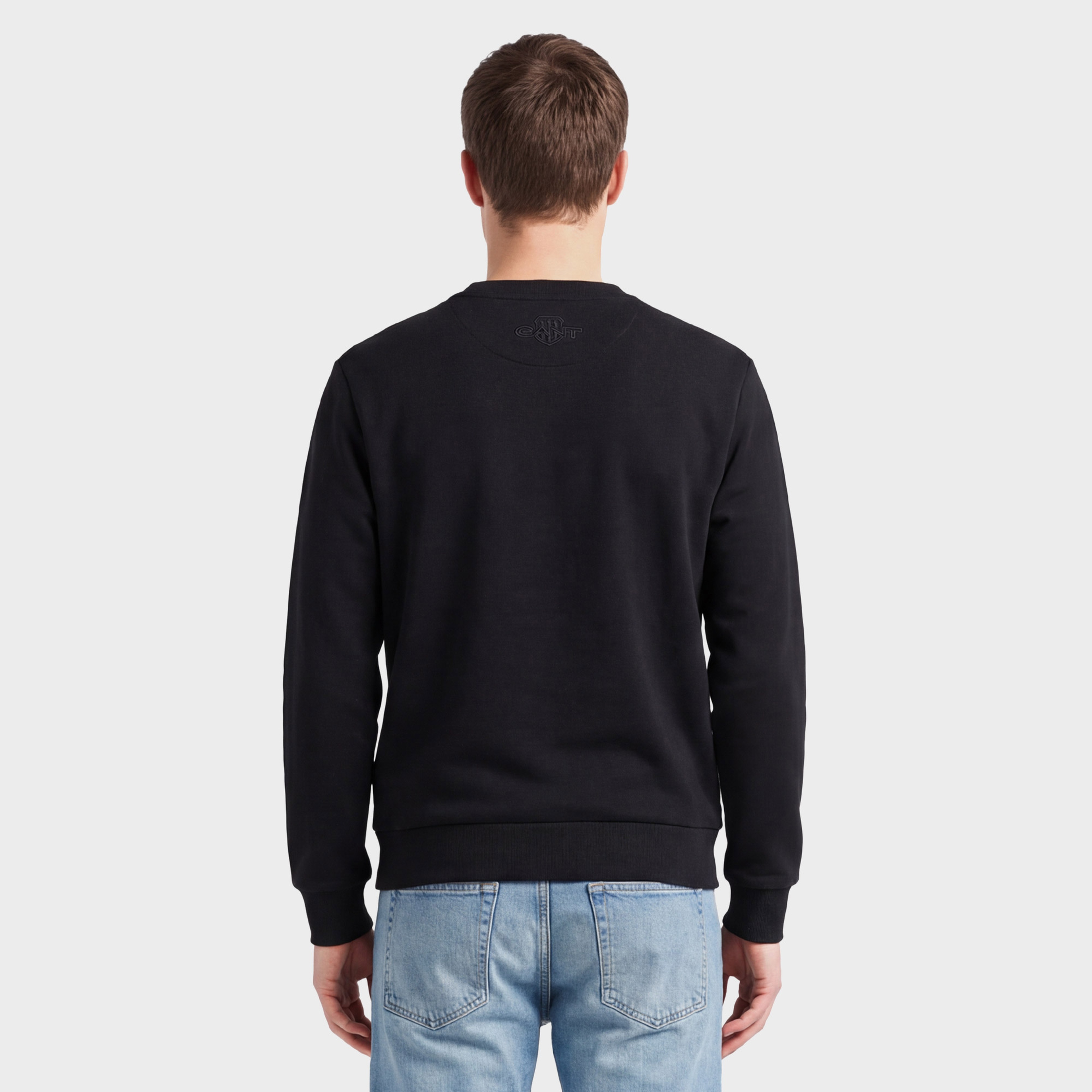 GANT Erkek Siyah Regular Fit Bisiklet Yaka Sweatshirt