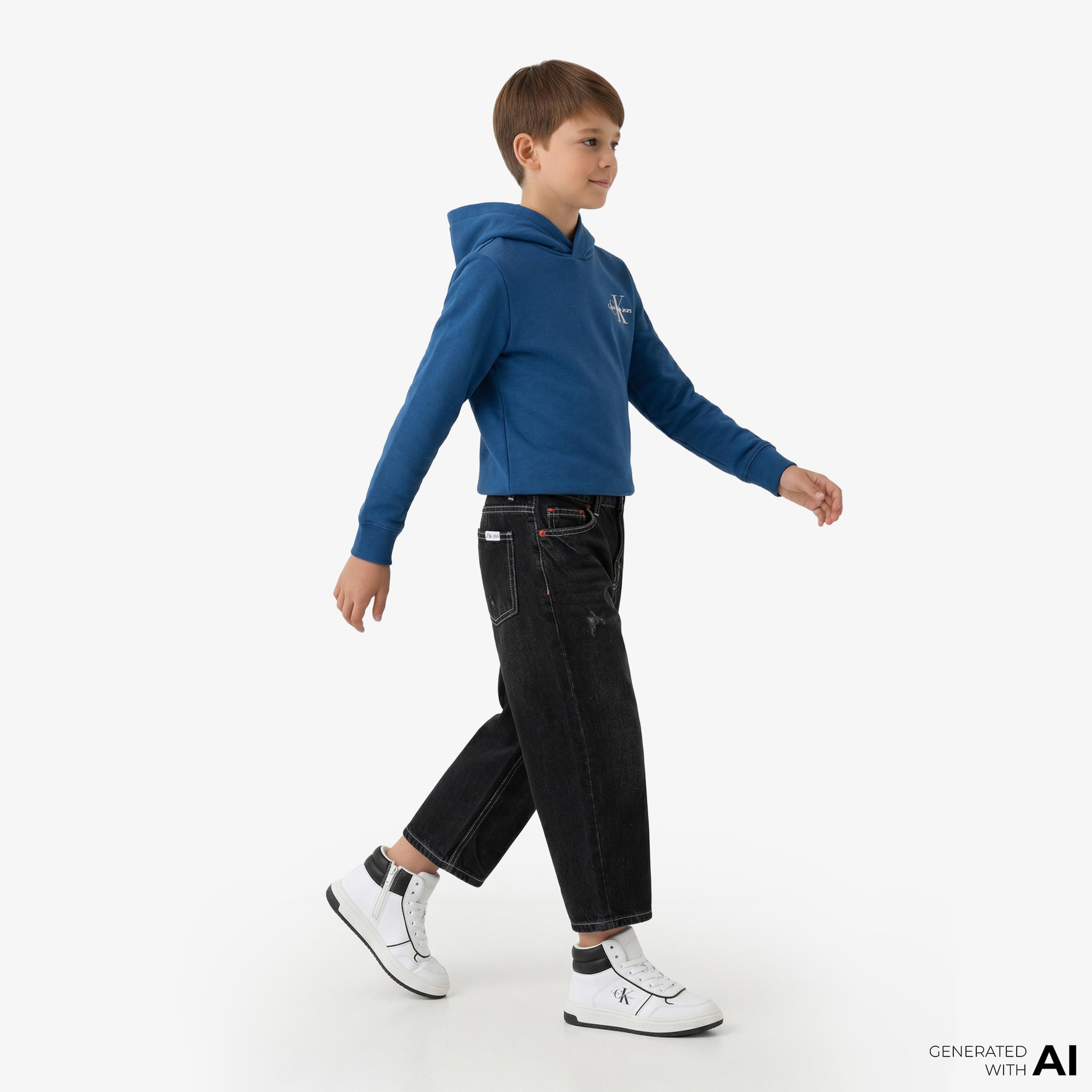 Calvin Klein Small Monogram Çocuk Mavi Sweatshirt