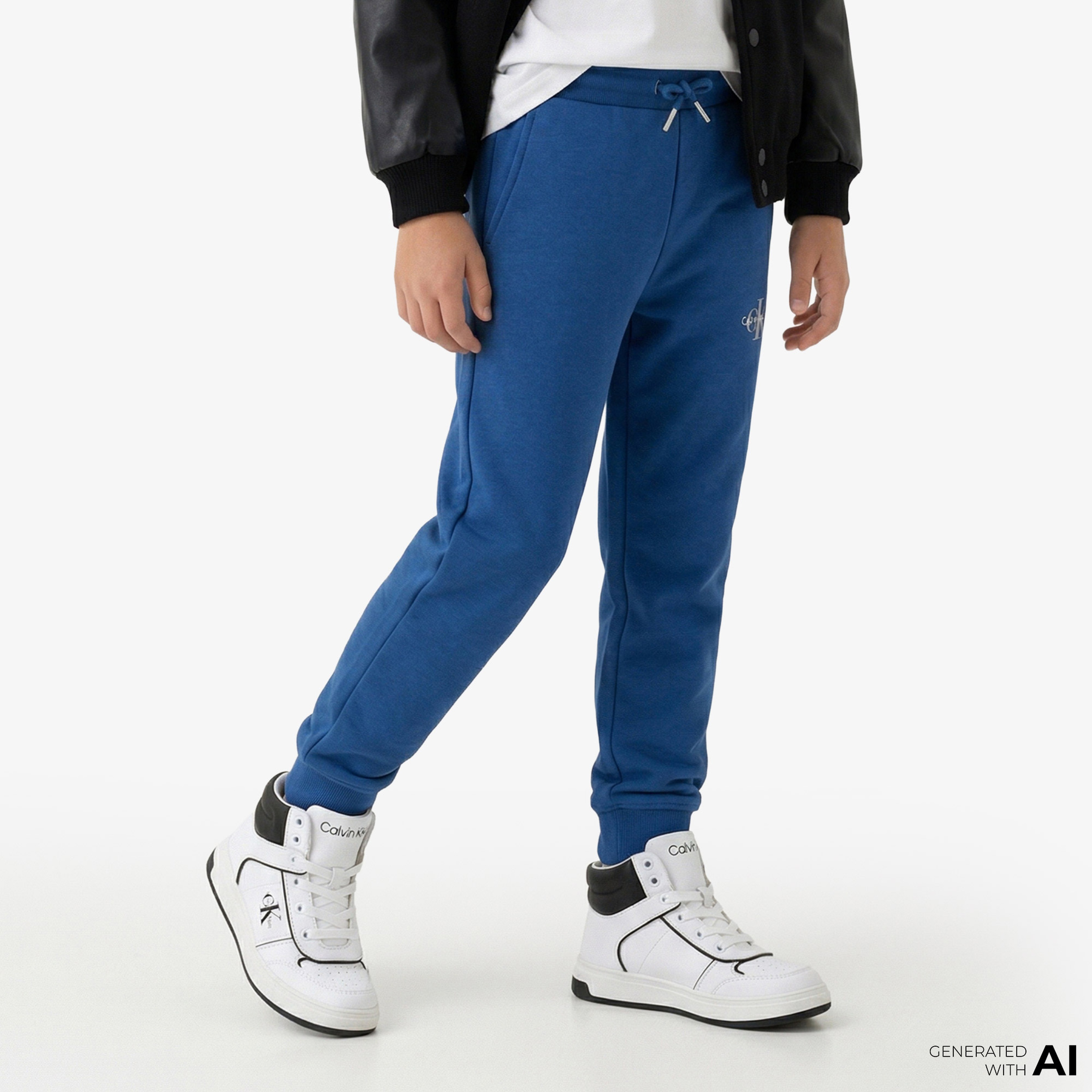 Calvin Klein Monogram Logo Çocuk Mavi Eşofman Altı