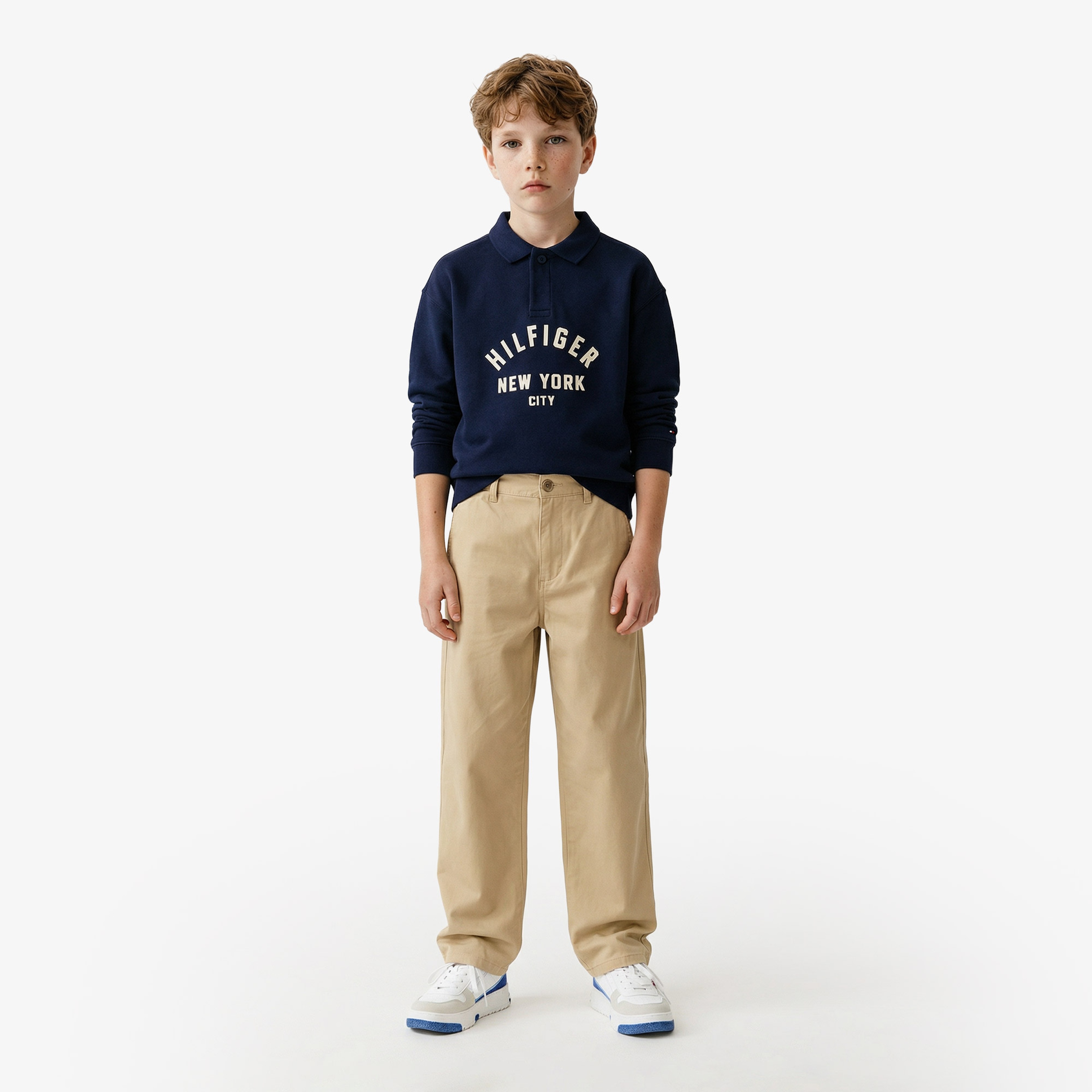 Tommy Hilfiger Graphıc Curved Artwork Çocuk Mavi Sweatshirt