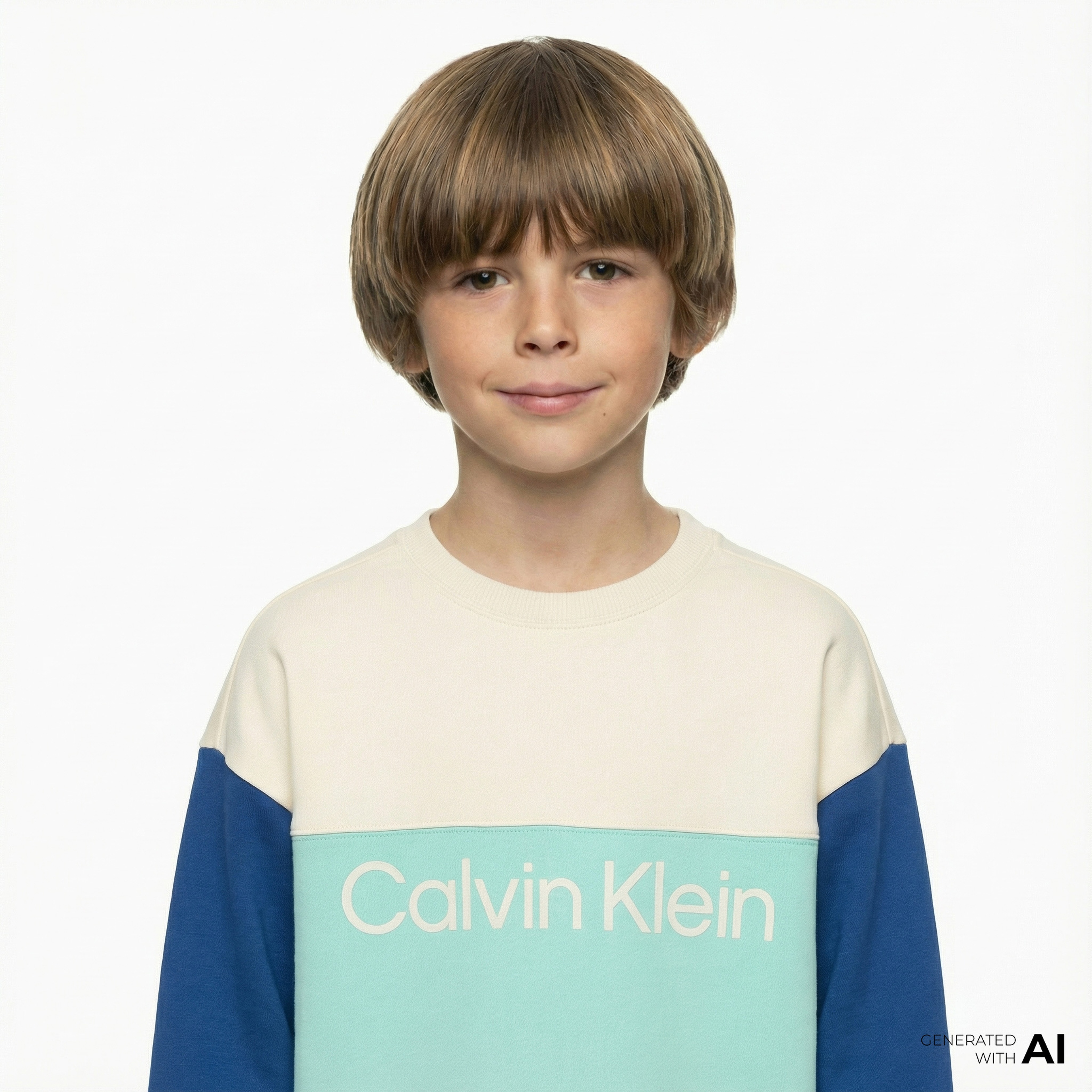 Calvin Klein Terry Blocking Çocuk Yeşil Sweatshirt