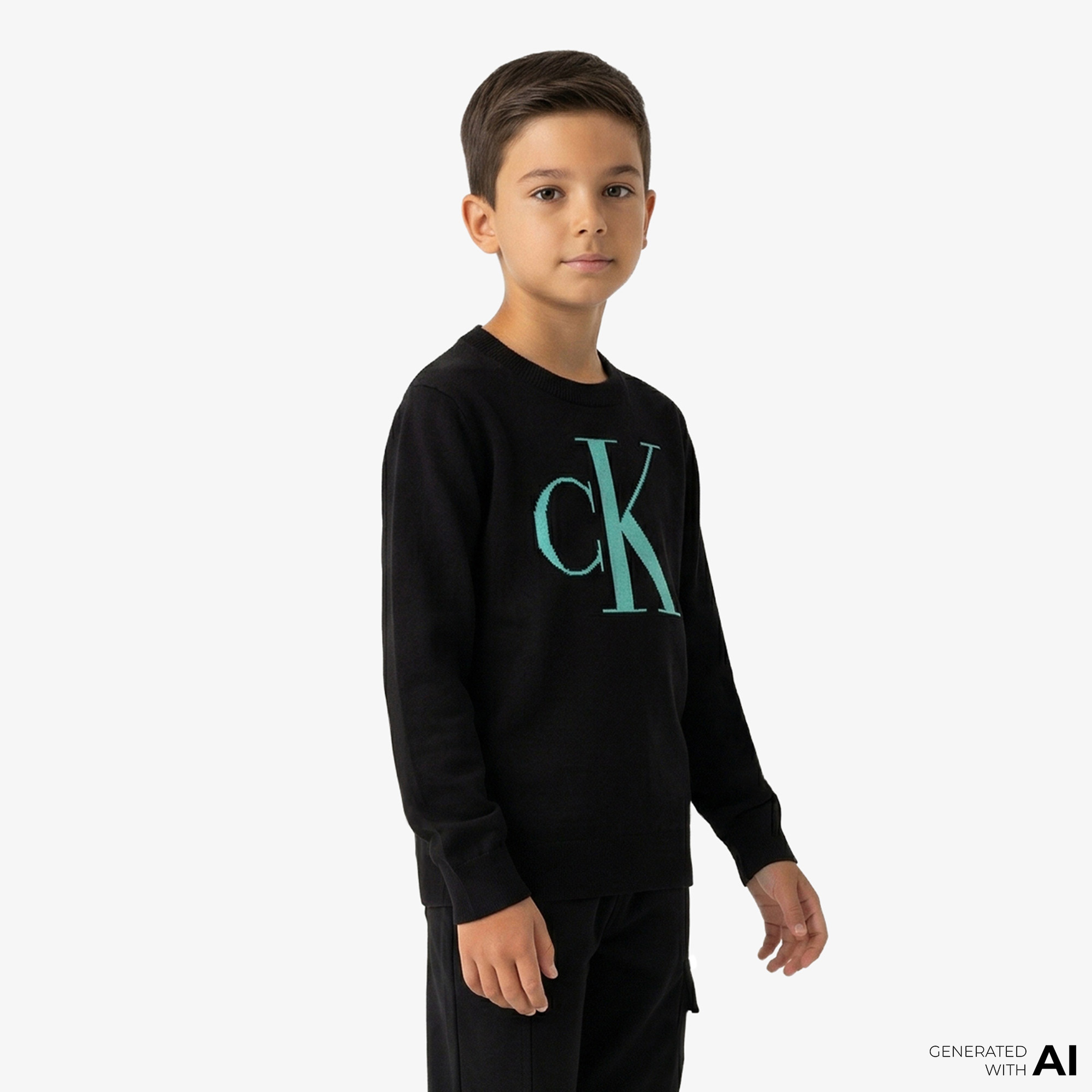 Calvin Klein Jeans Monogram Reg. Çocuk Siyah Kazak