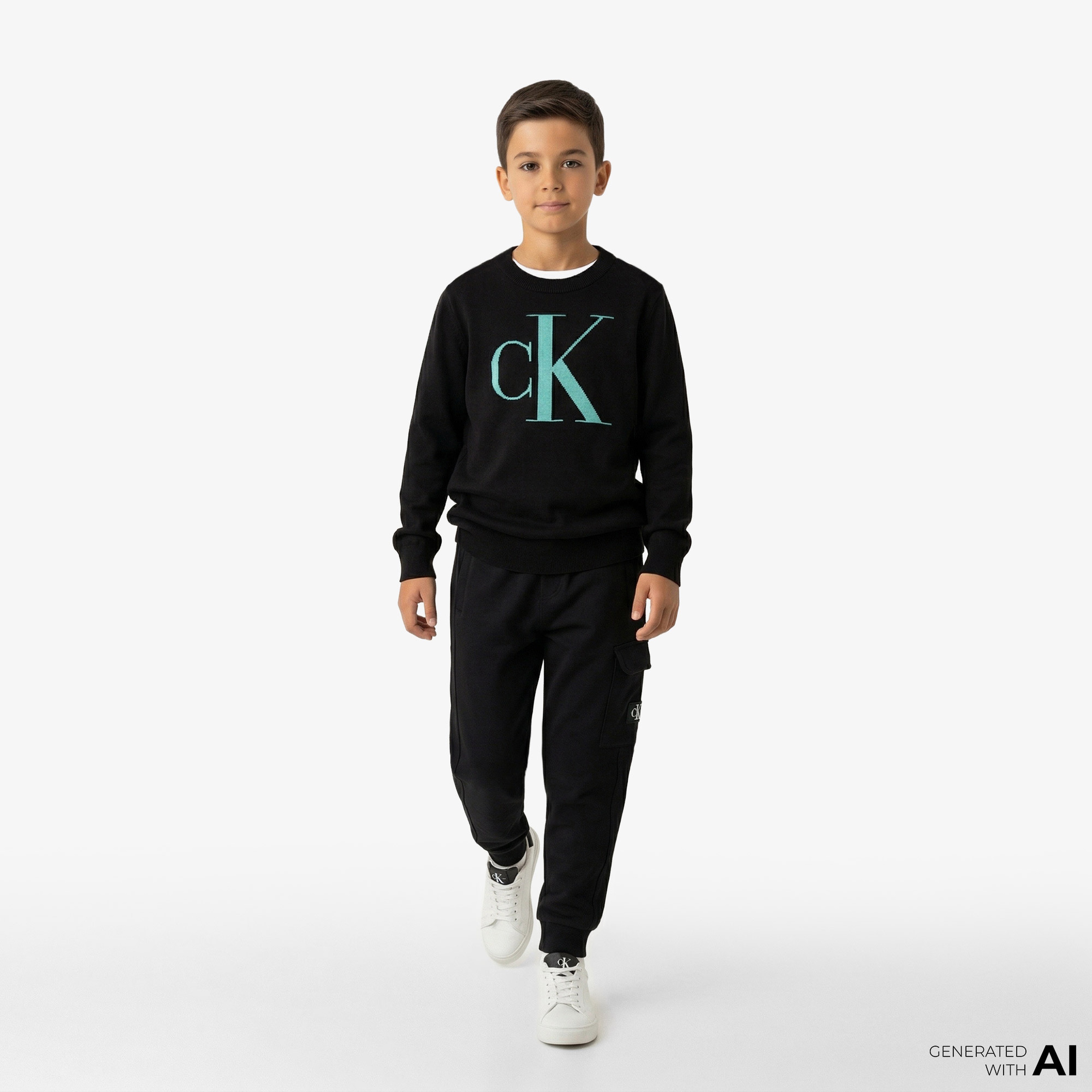 Calvin Klein Jeans Monogram Reg. Çocuk Siyah Kazak