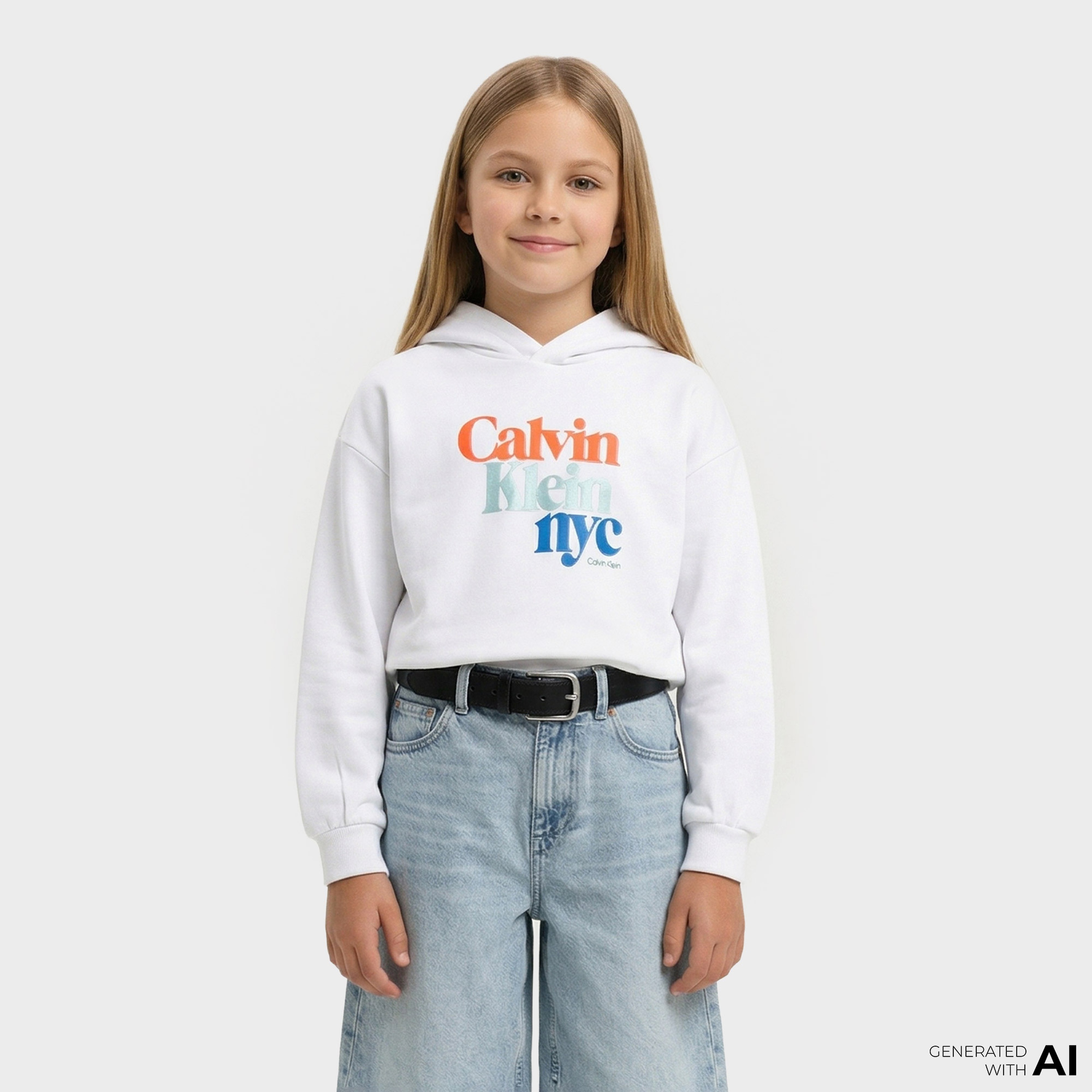 Calvin Klein Pearl Signature Terry Çocuk Beyaz Sweatshirt