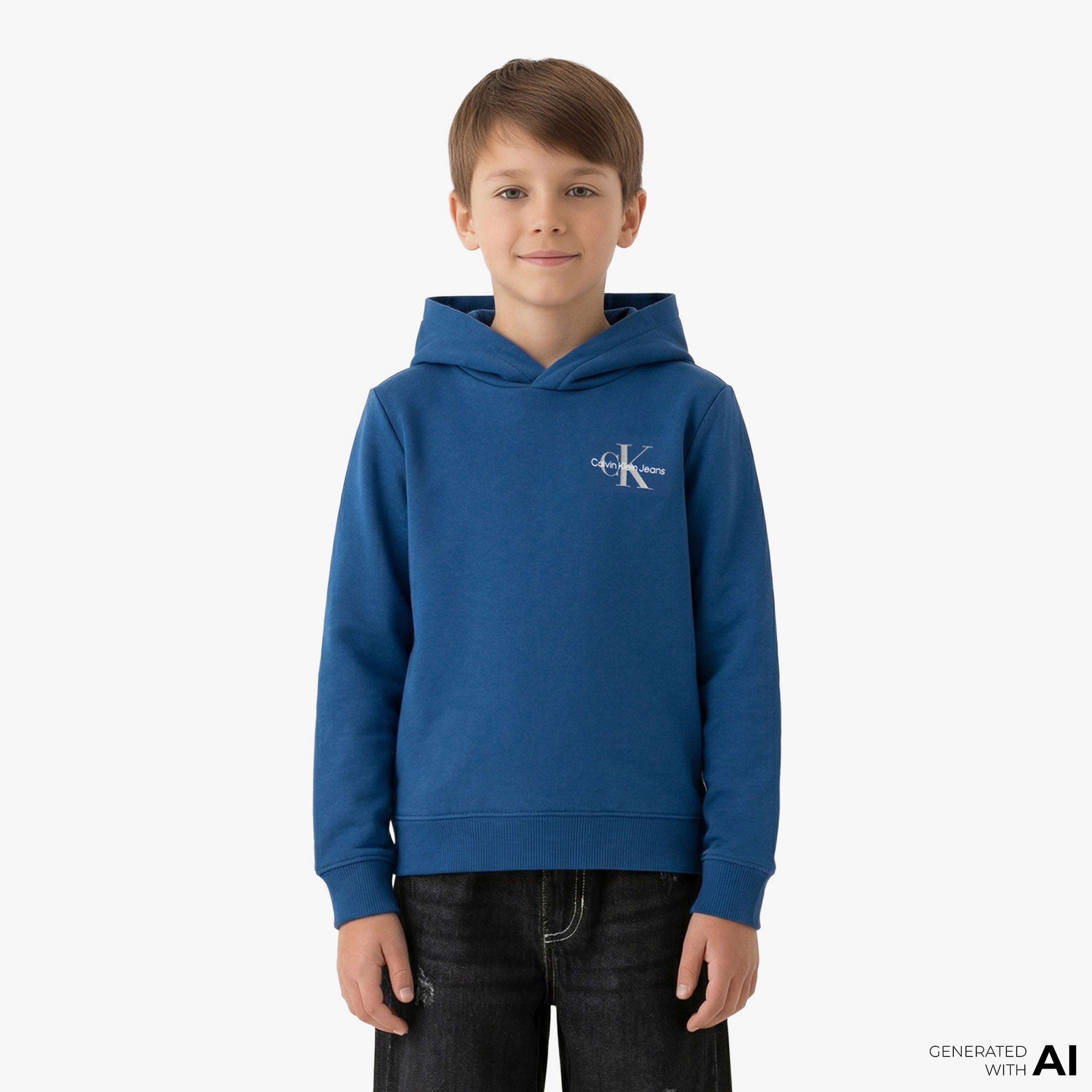 Calvin Klein Small Monogram Çocuk Mavi Sweatshirt
