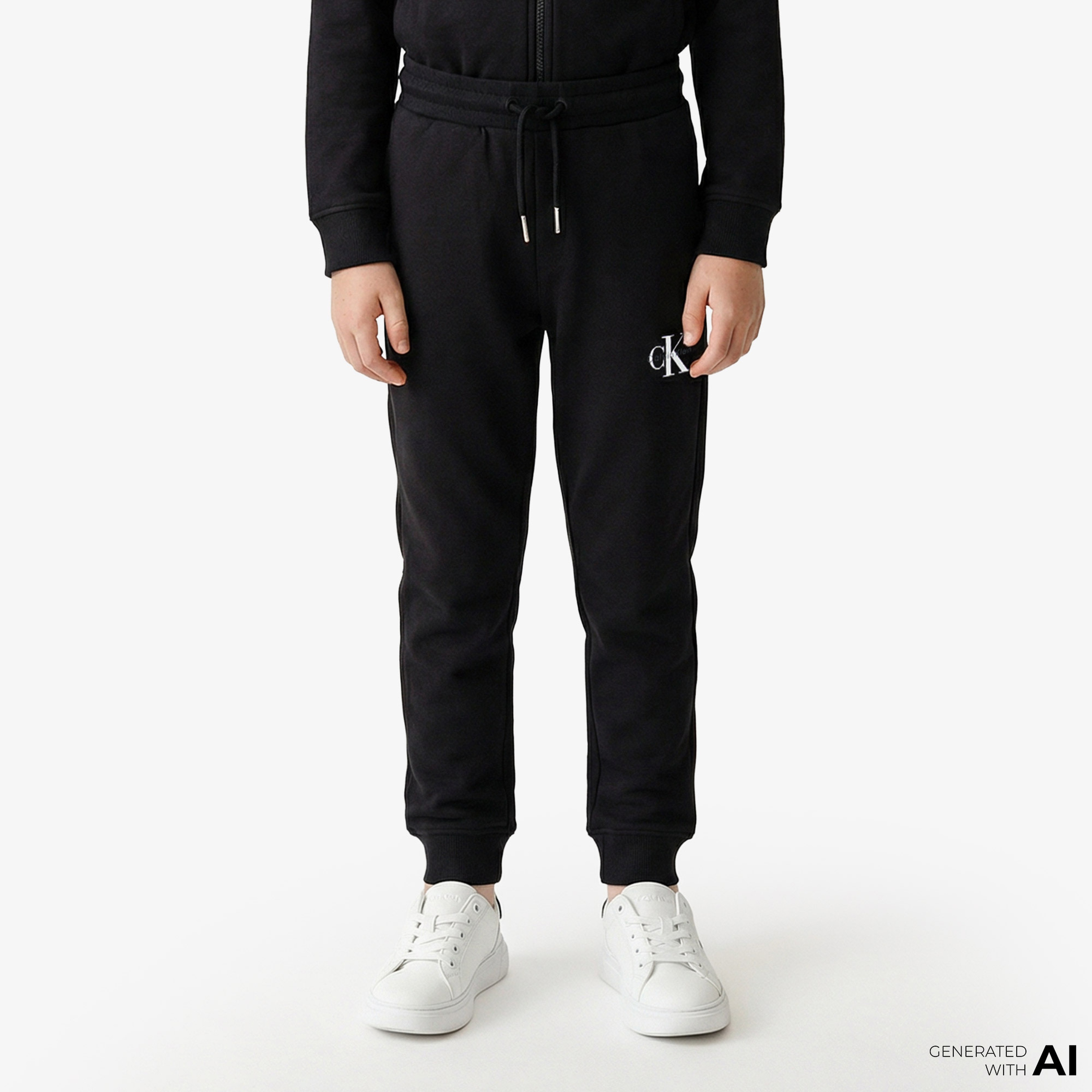 Calvin Klein Monogram Logo Çocuk Siyah Eşofman Altı