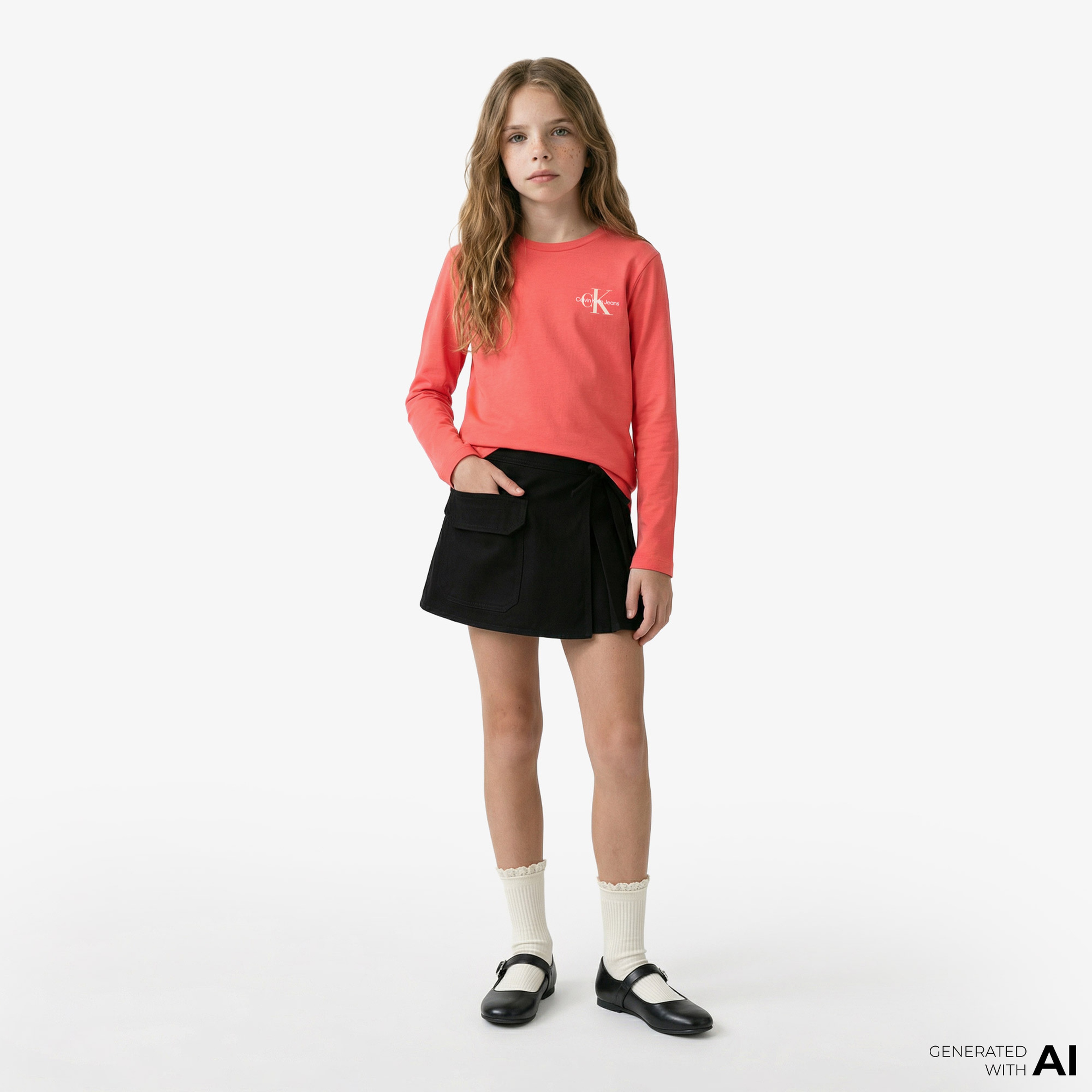 Calvin Klein Chest Monologo Çocuk Pembe T-Shirt