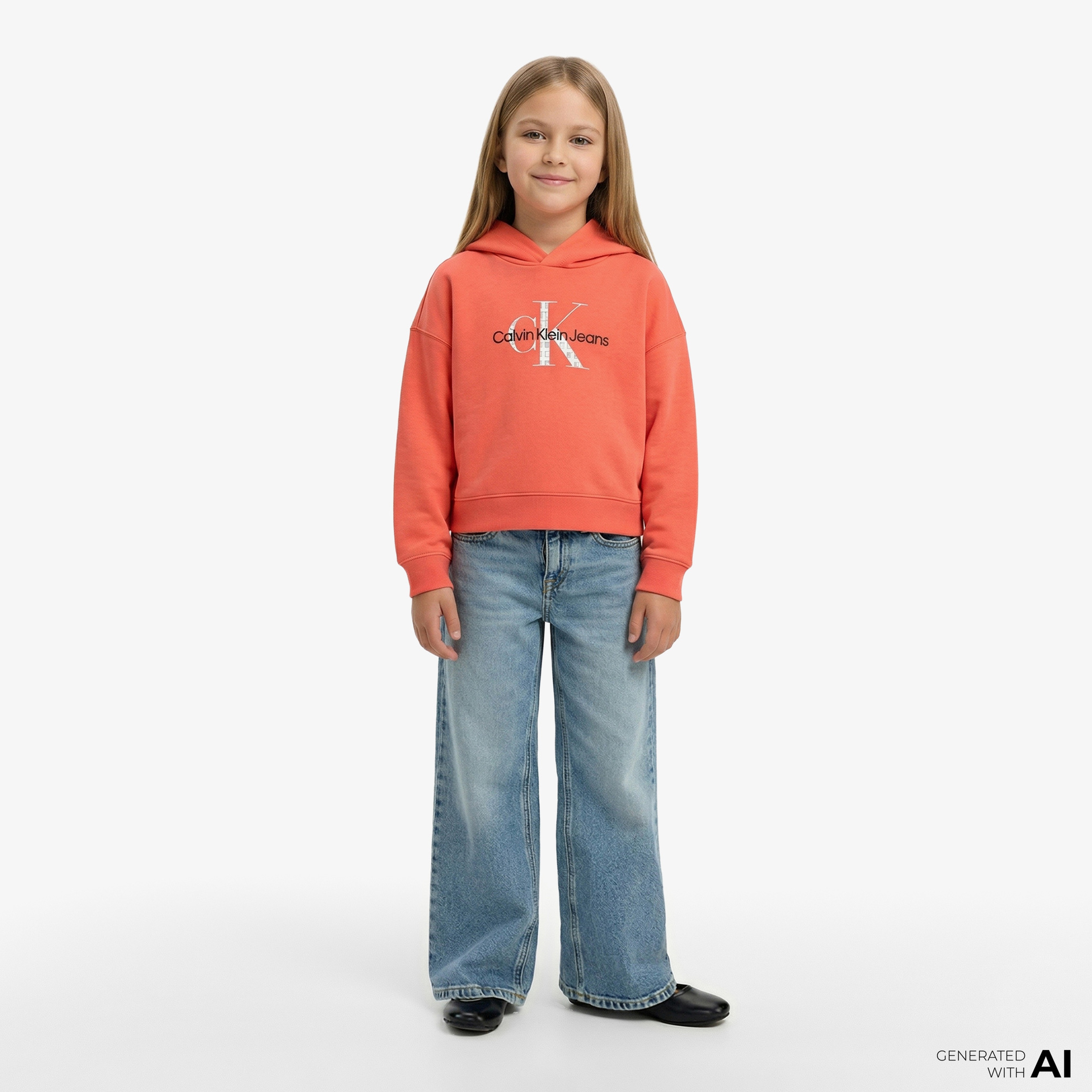 Calvin Klein Embro Logo Çocuk Turuncu Sweatshirt