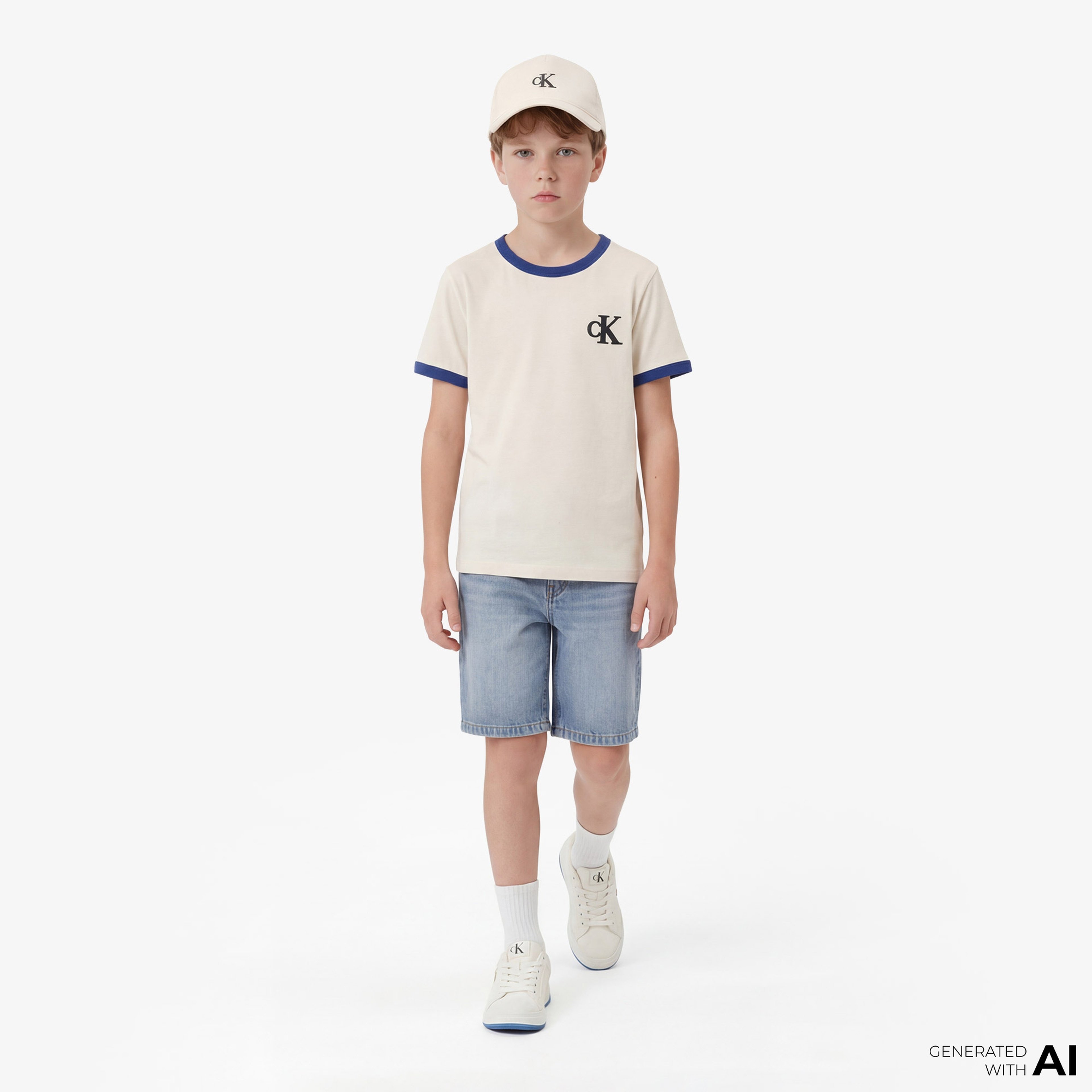 Calvin Klein Ringer Mono Çocuk Bej T-Shirt