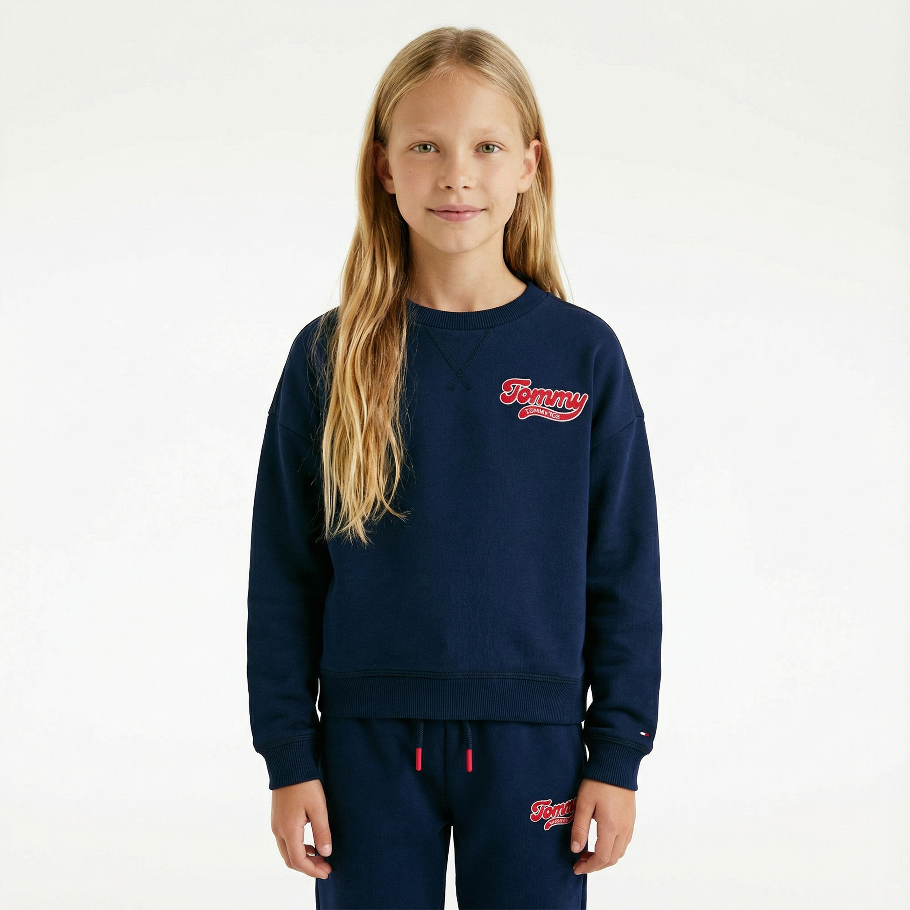 Tommy Hilfiger Wide Leg Varsity Flock Çocuk Lacivert Eşofman Altı
