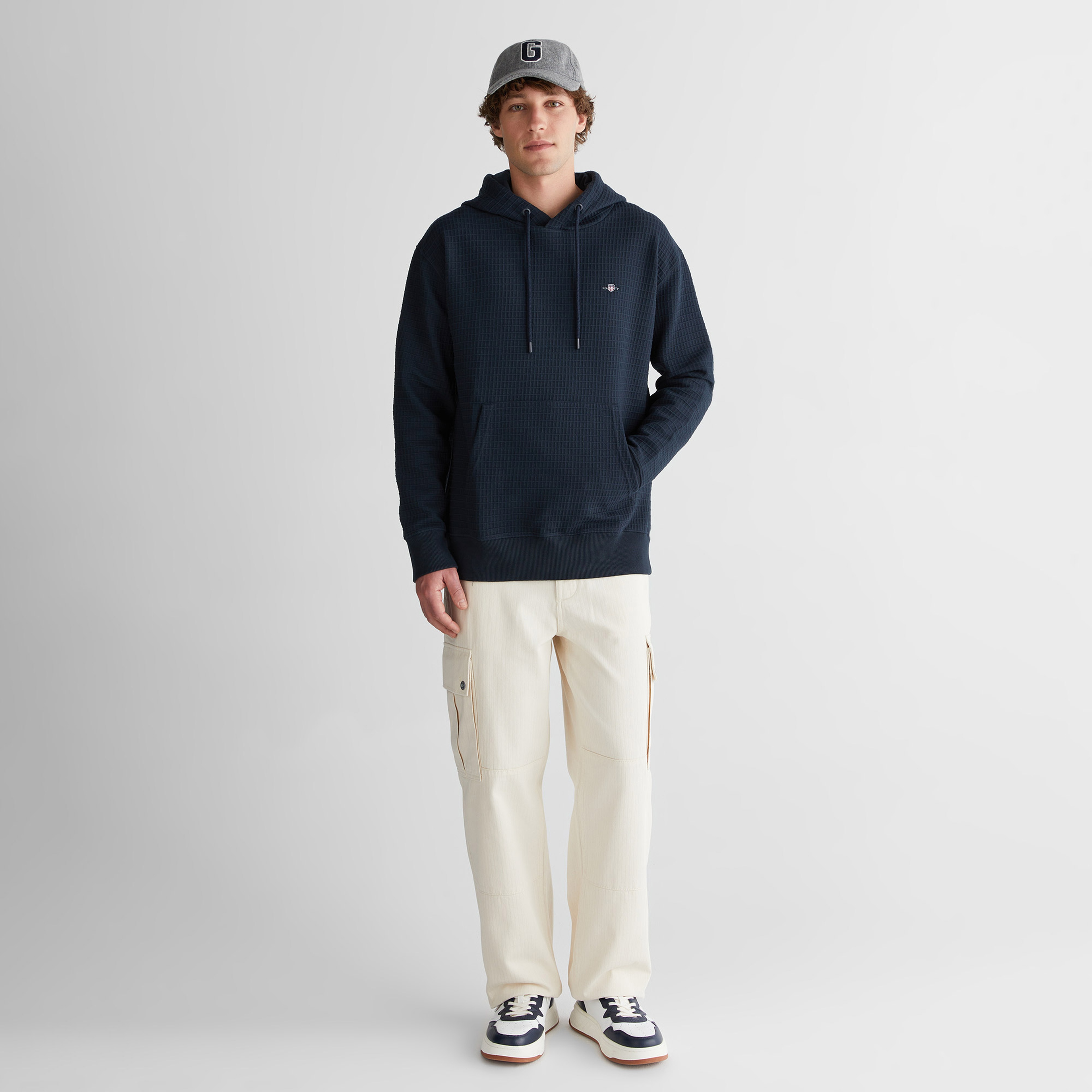 GANT Erkek Lacivert Regular Fit Kapüşonlu Sweatshirt