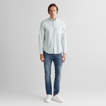 GANT Erkek Yeşil Regular Fit Düğmeli Yaka Çizgili Oxford Gömlek