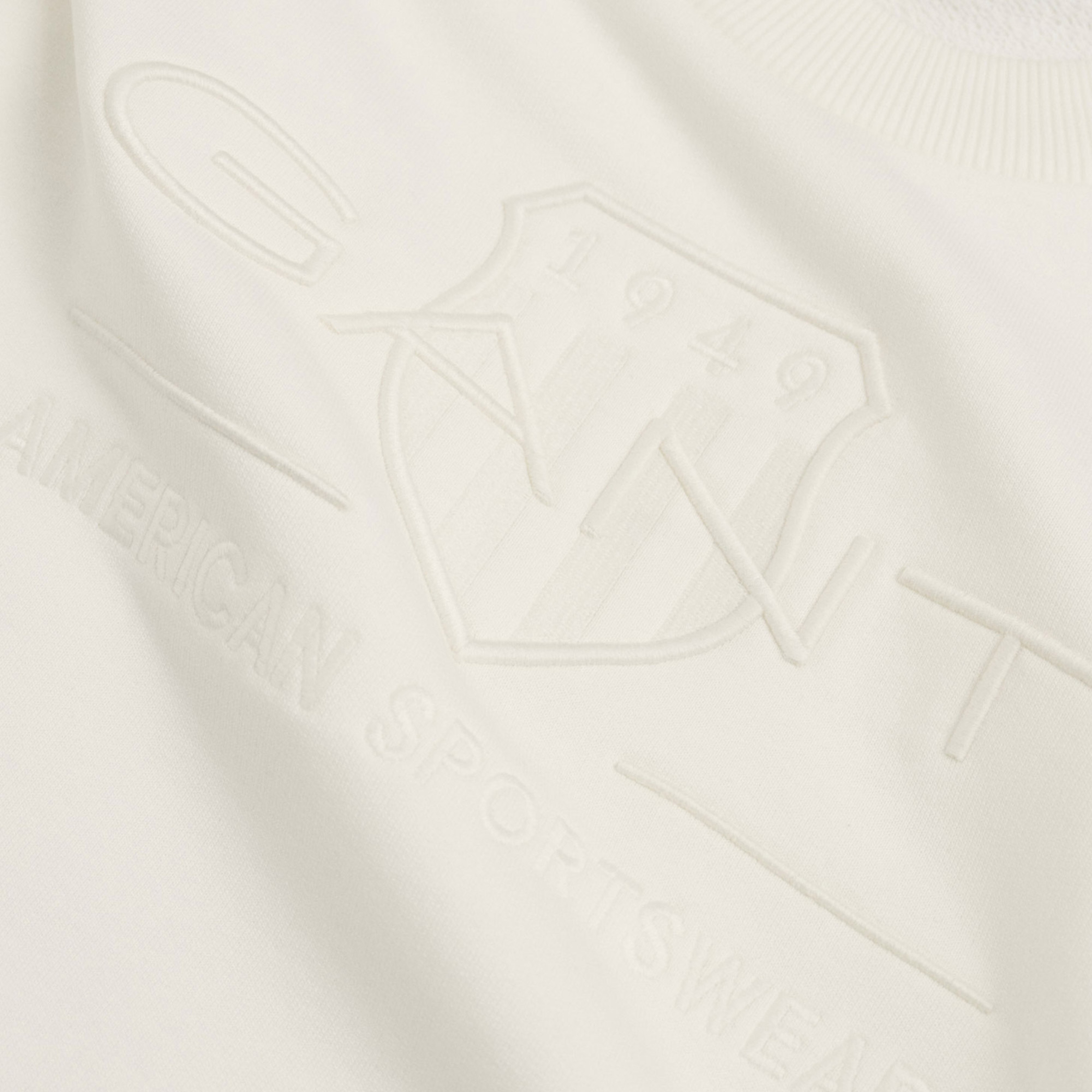GANT Erkek Krem Regular Fit Bisiklet Yaka Logolu Sweatshirt