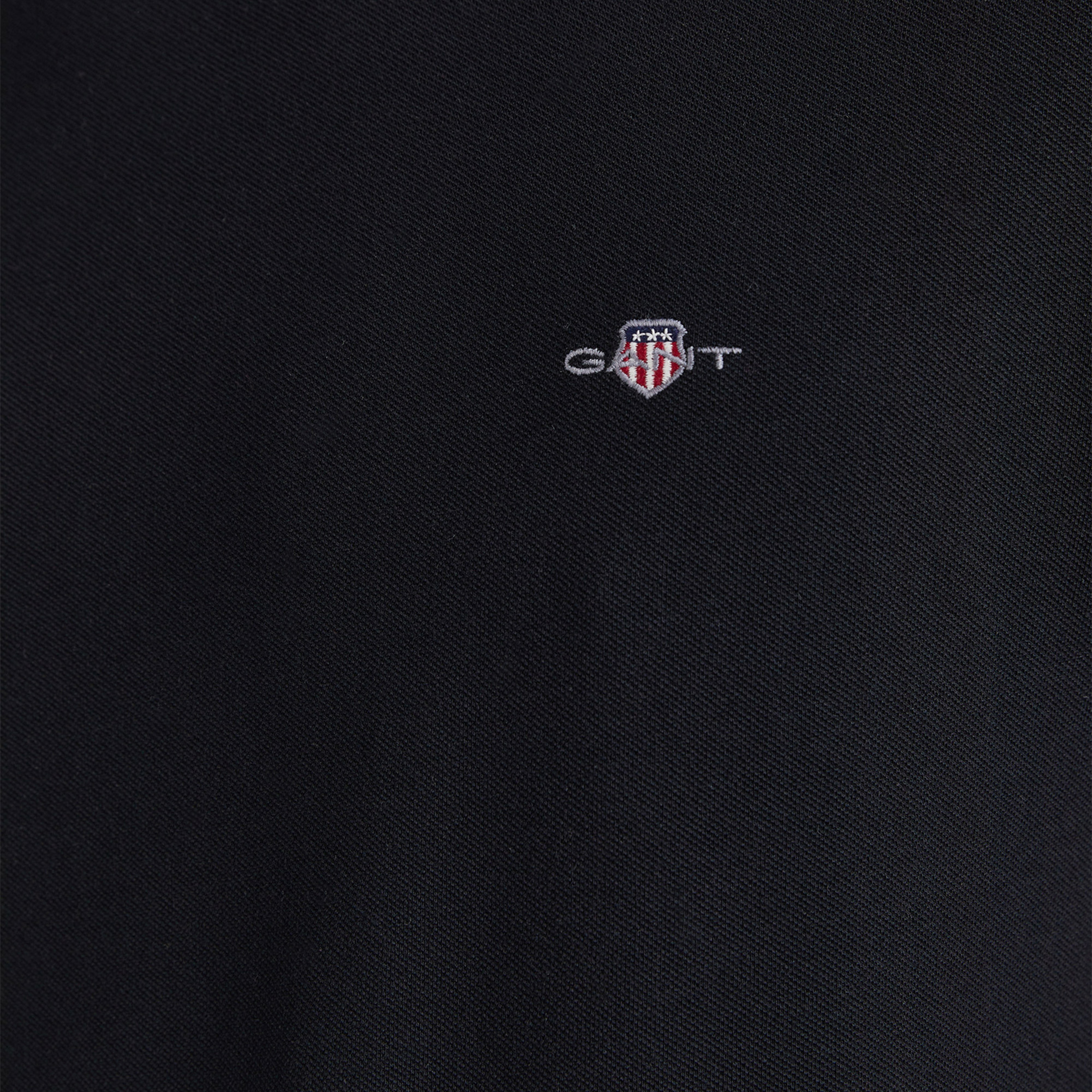 GANT Erkek Siyah Slim Fit Bisiklet Yaka Uzun Kollu T-Shirt