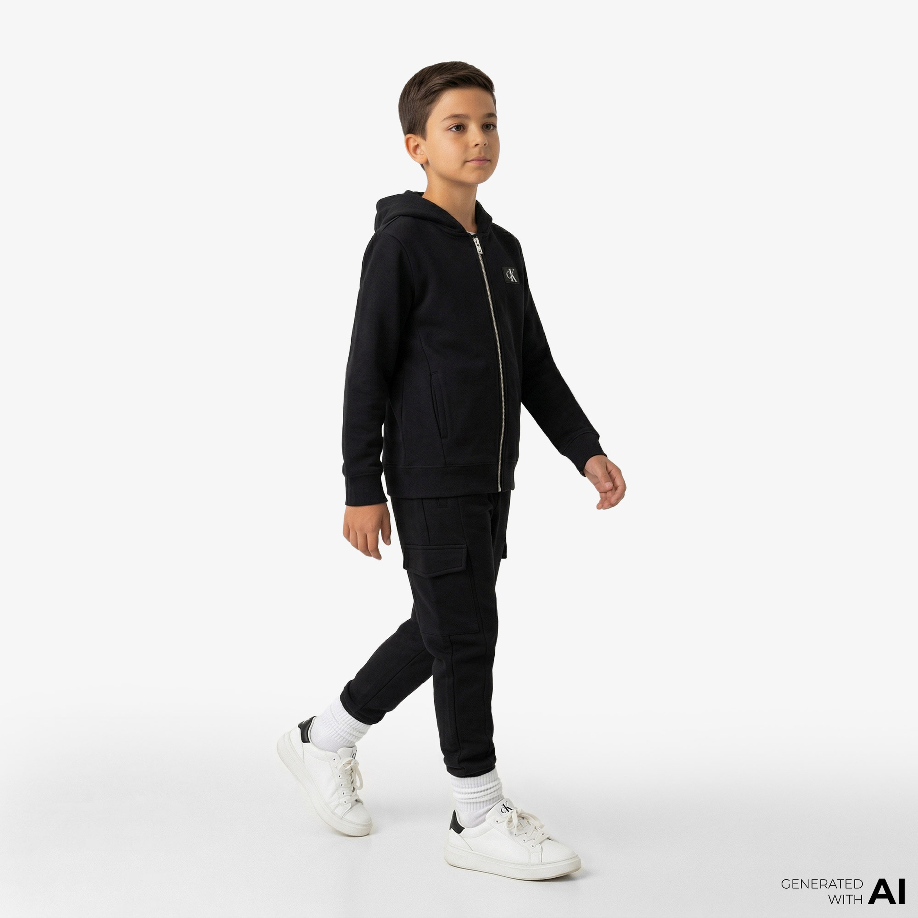 Calvin Klein Badge Relaxed Çocuk Siyah Eşofman Altı