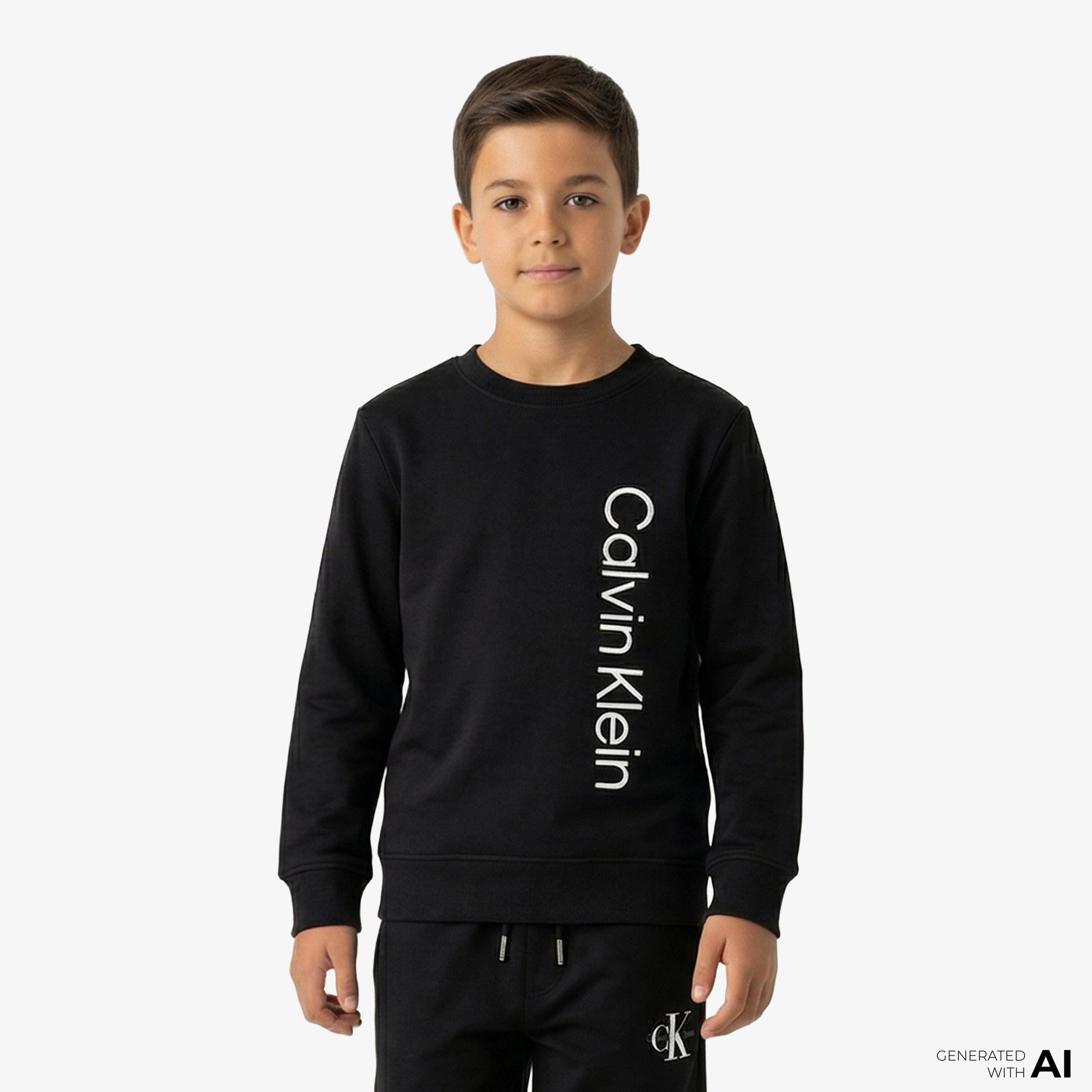 Calvin Klein Terry Side Graphic Çocuk Siyah Sweatshirt