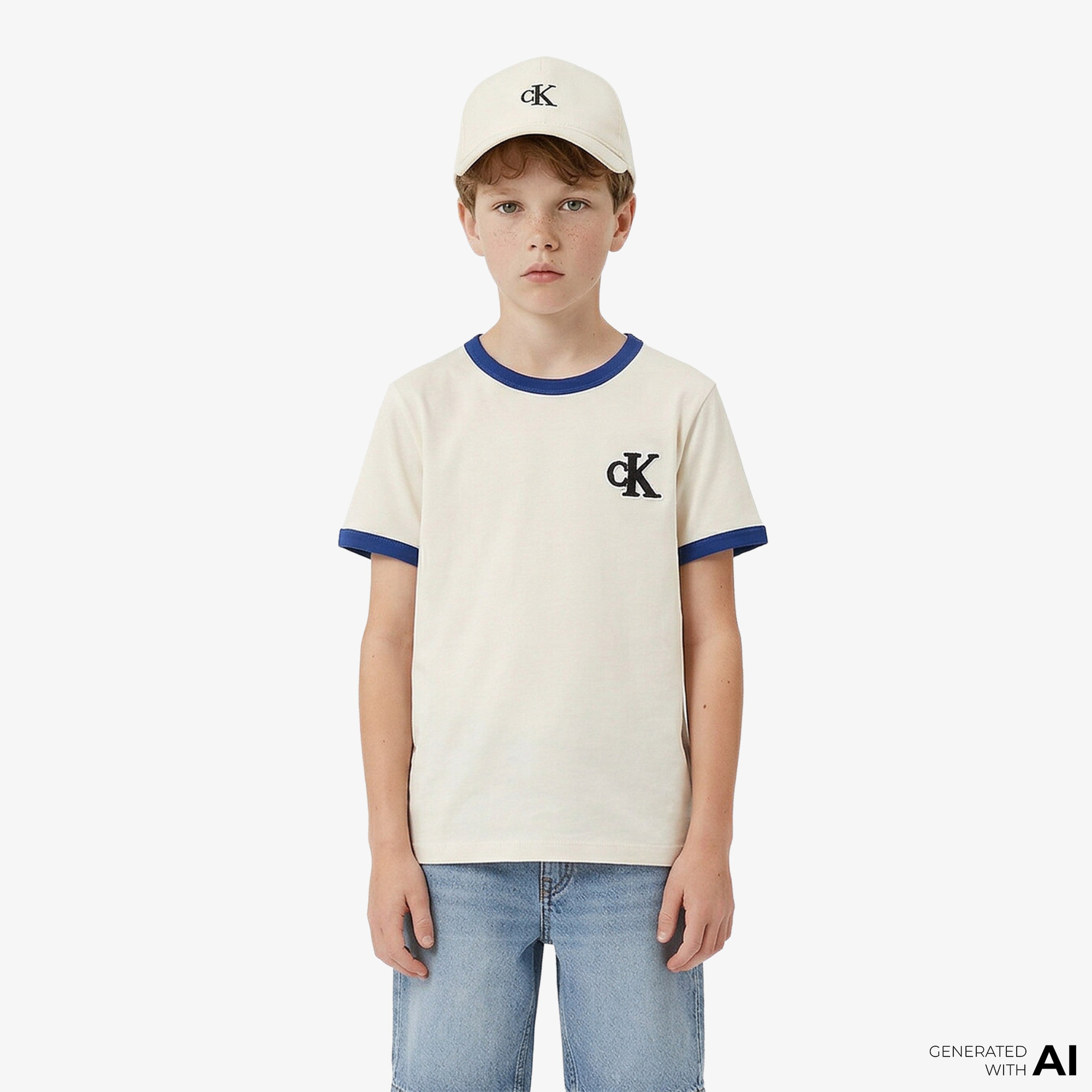 Calvin Klein Ringer Mono Çocuk Bej T-Shirt