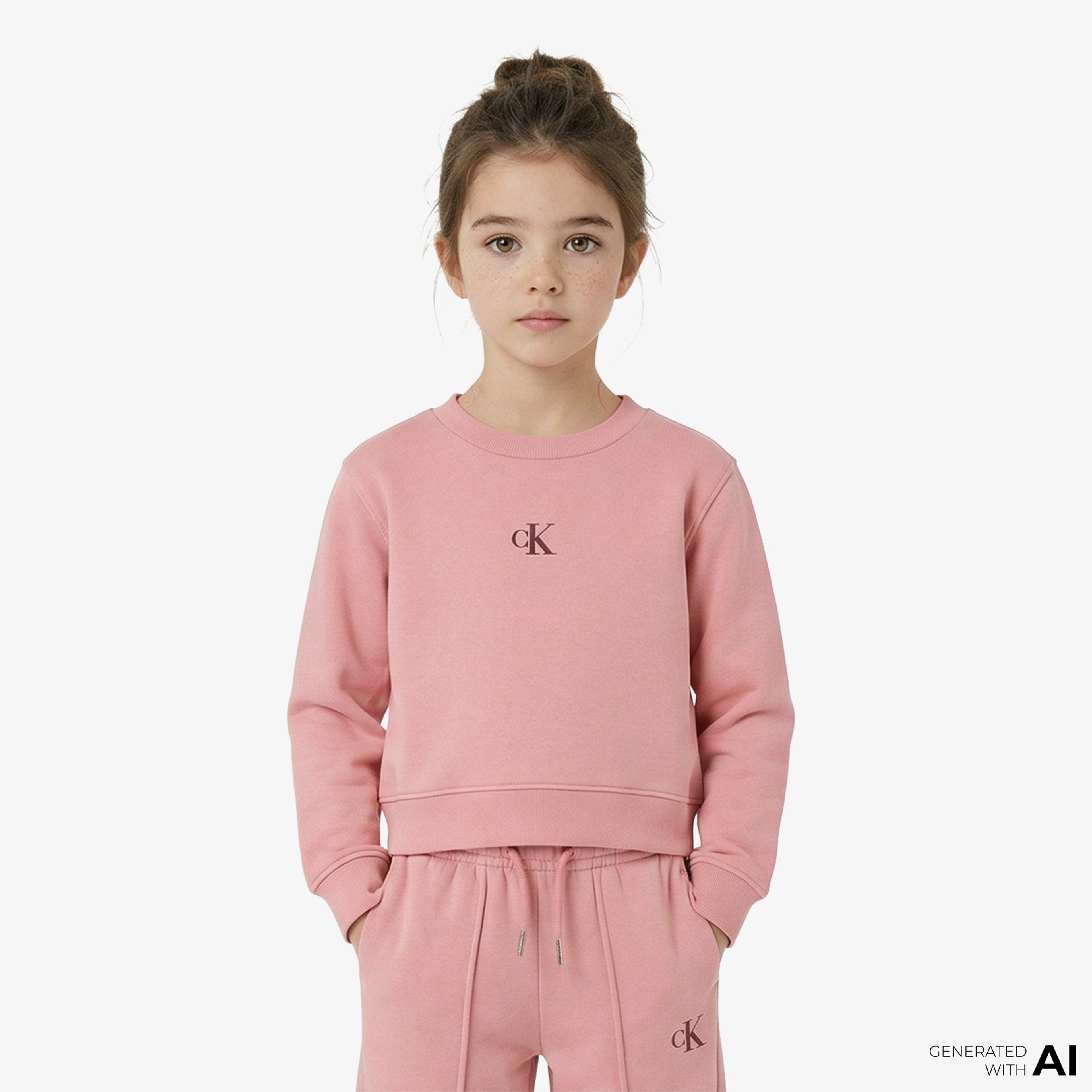 Calvin Klein Logo Fleece Çocuk Pembe Sweatshirt