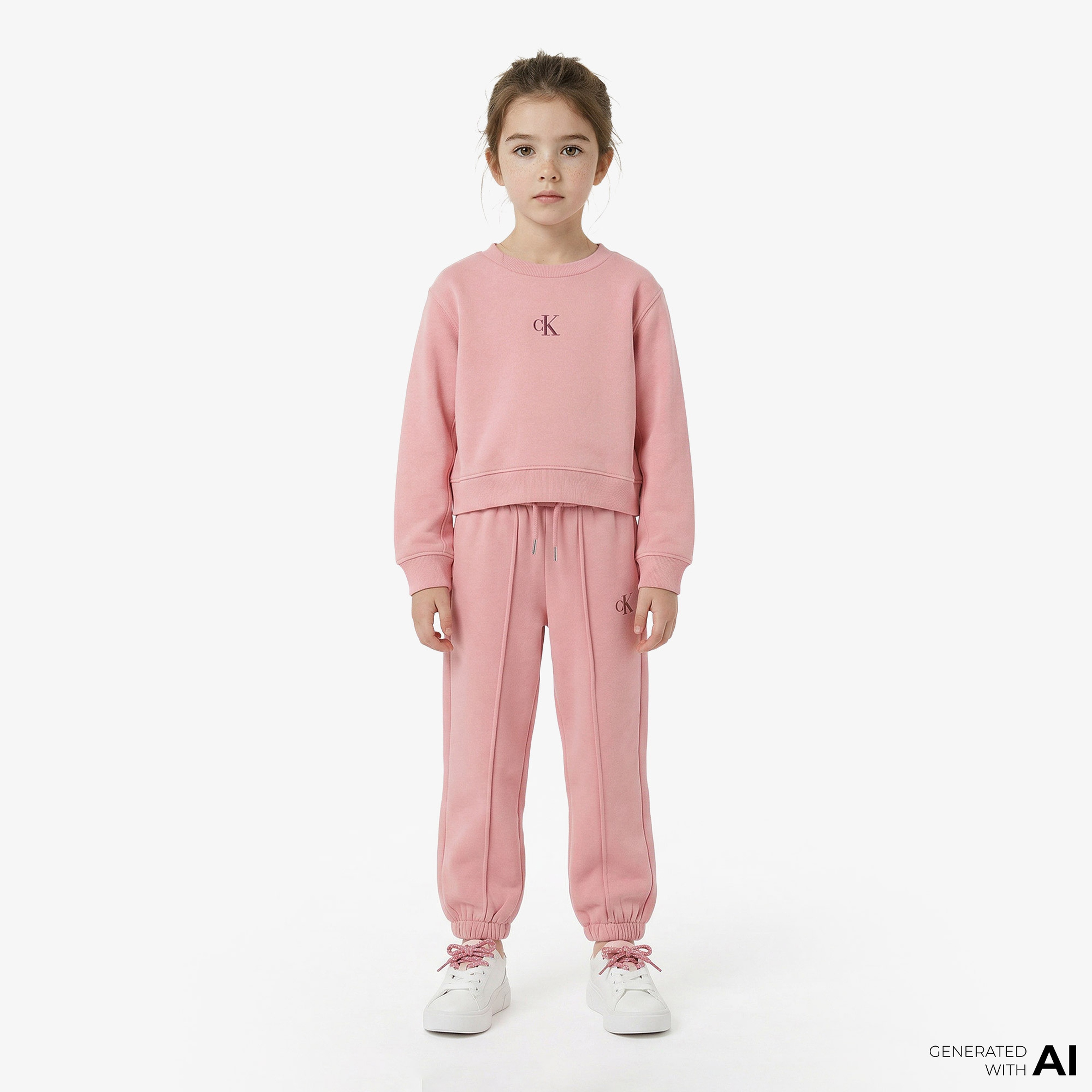 Calvin Klein Logo Fleece Çocuk Pembe Sweatshirt