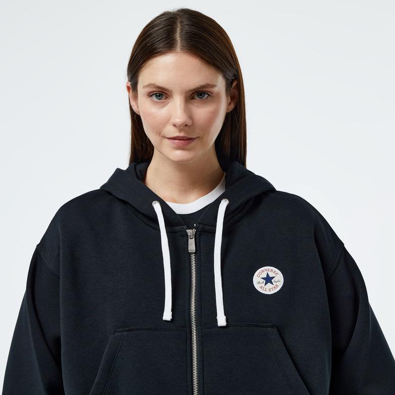 Converse Retro Full-Zip Kadın Siyah Eşofman Üstü