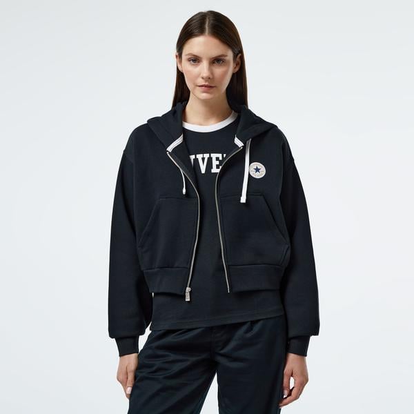 Converse Retro Full-Zip Kadın Siyah Eşofman Üstü