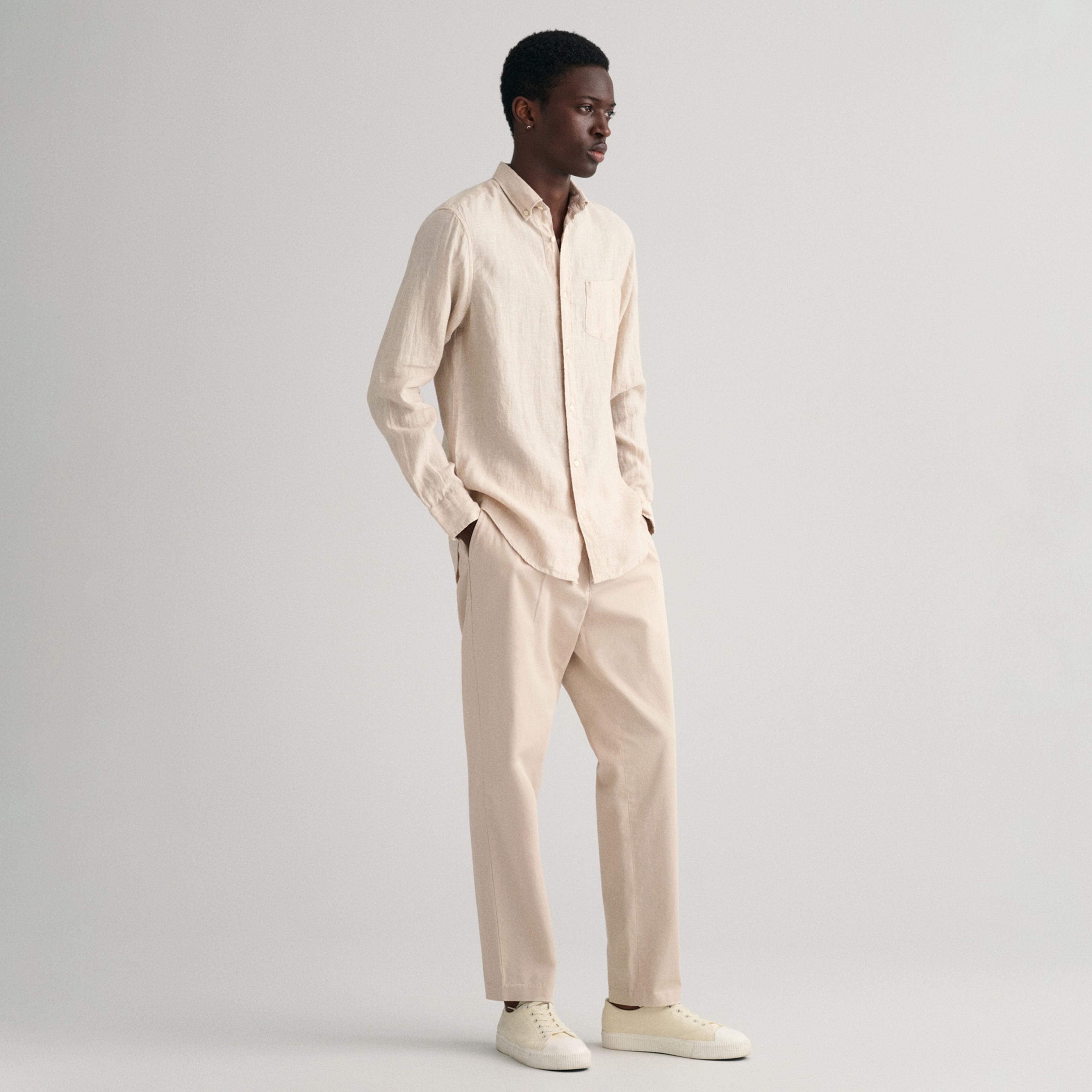 GANT Erkek Bej Regular Fit Keten Gömlek